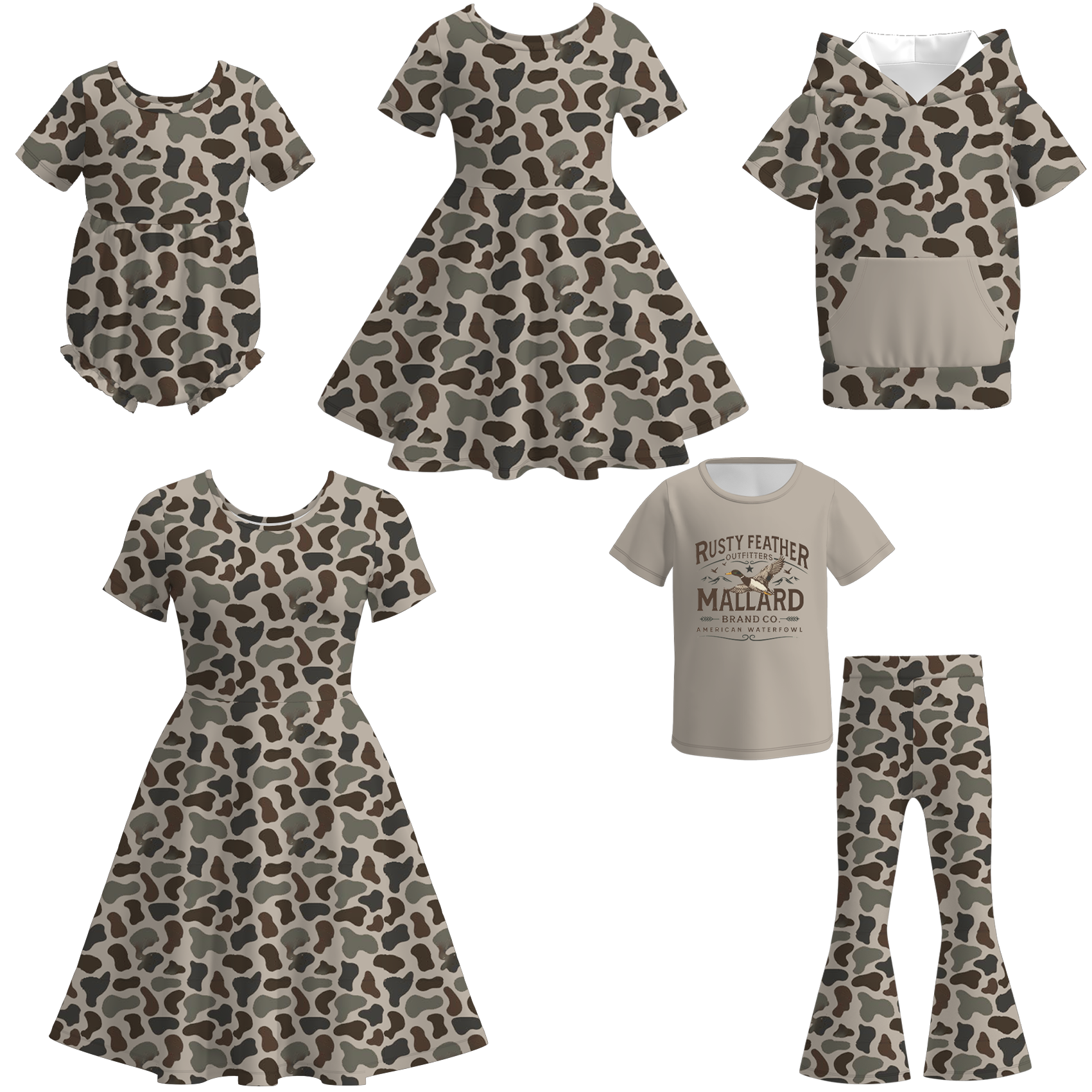 （Pre Order）Family Father's Day Camouflage Print Dress,Set,Top&Romper
