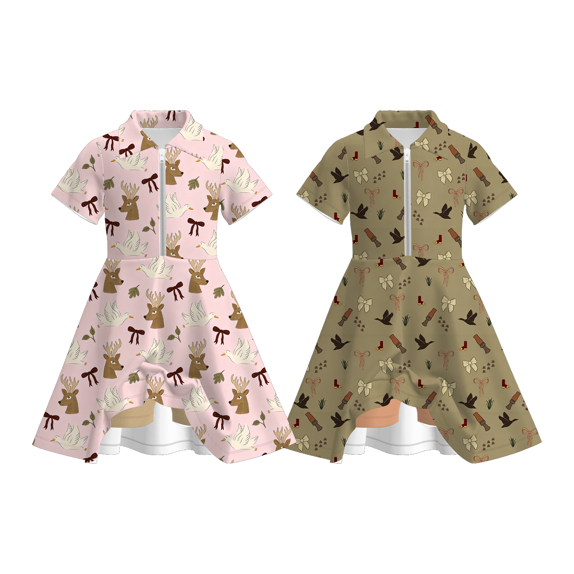 （Pre Order）Girls Fall Hunting Print Skort Dress