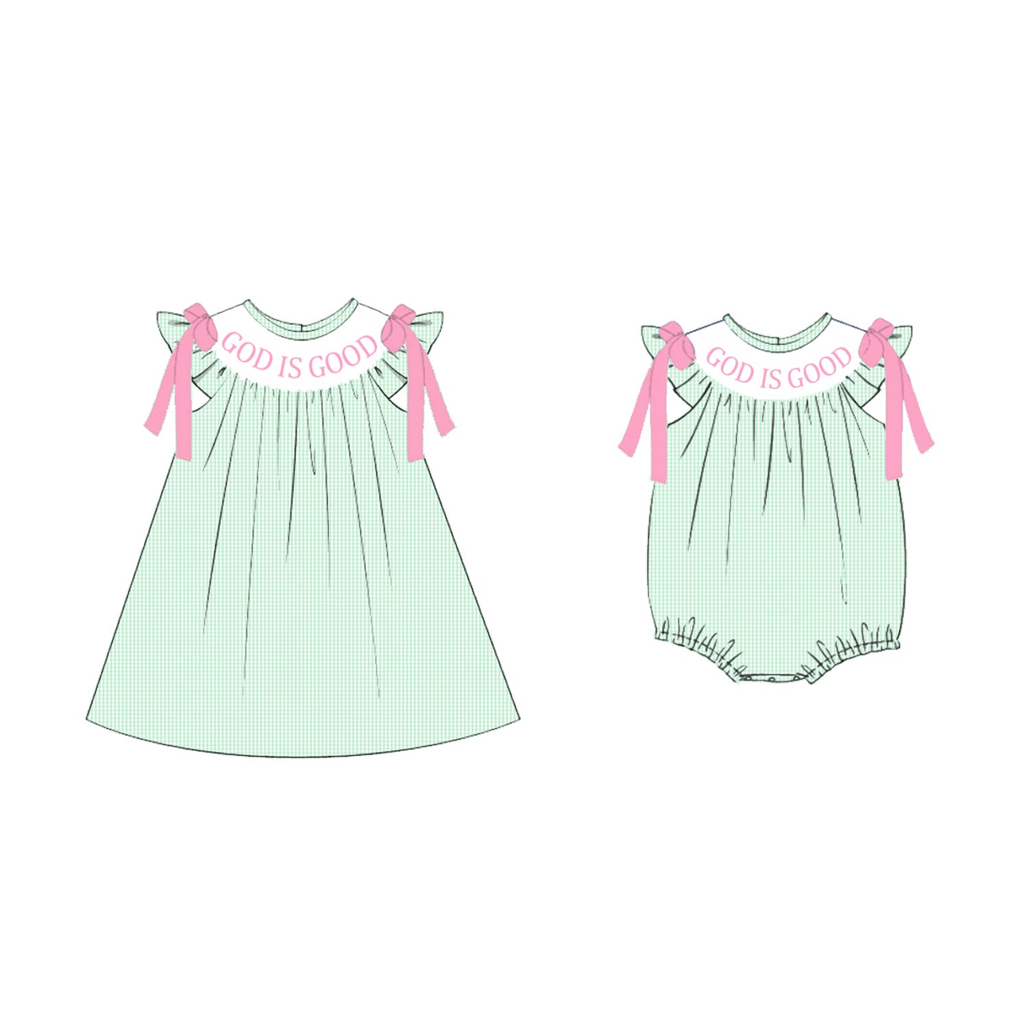 （Pre Order）Sisters Easter Embroidery Smocked Dress&Romper