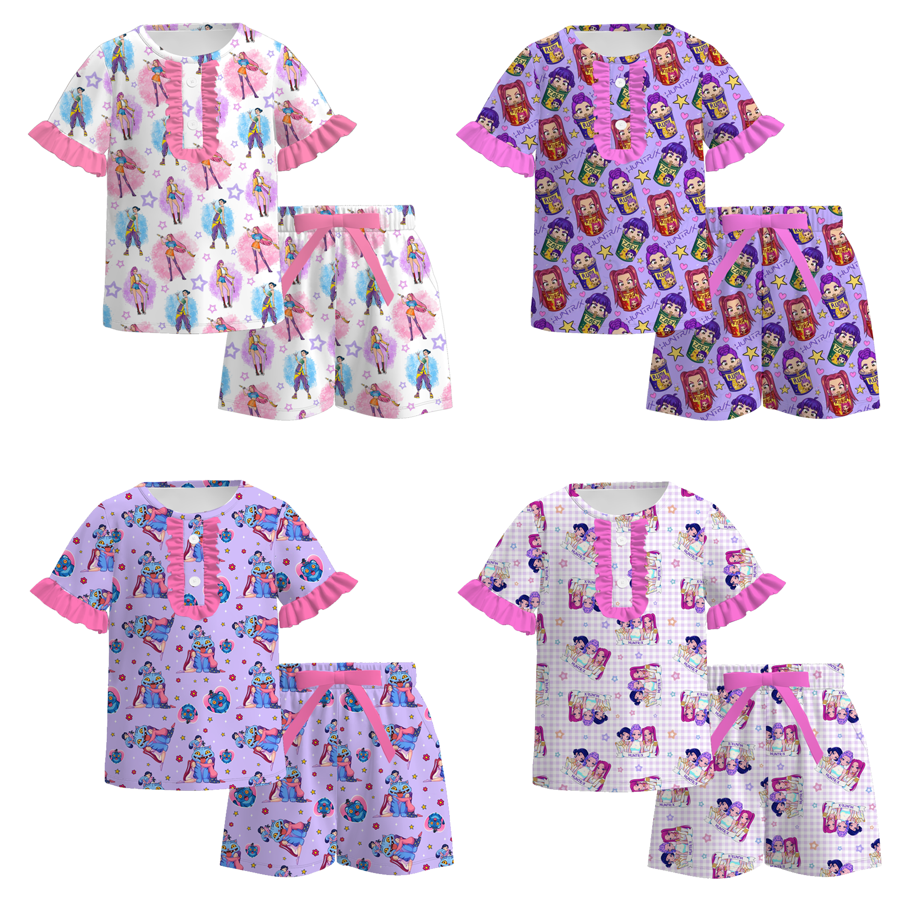 （Pre Order）Girls Spring&Summer Movie Character Print Pajamas