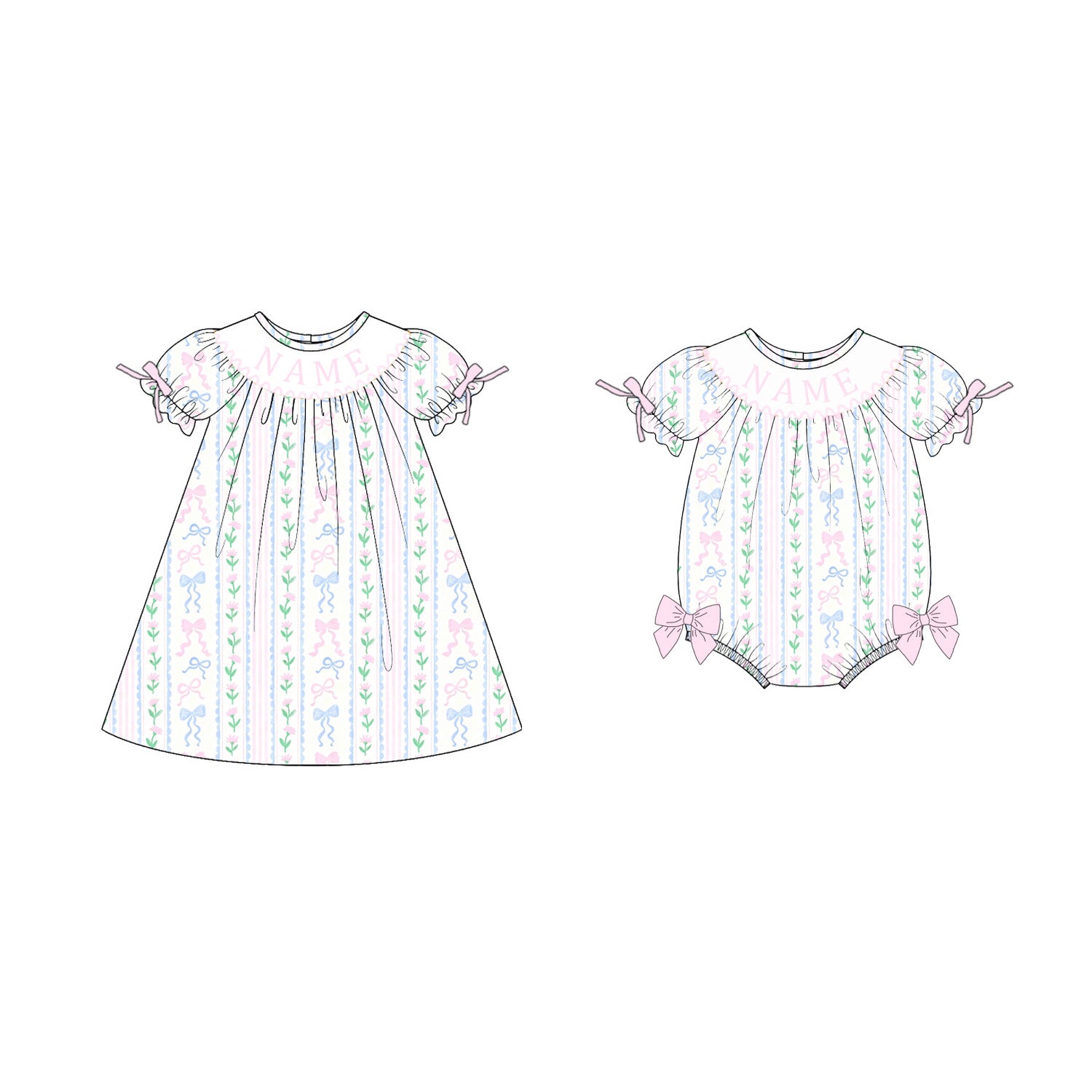 （Pre Order）Sisters Easter Embroidery Smocked Dress&Romper