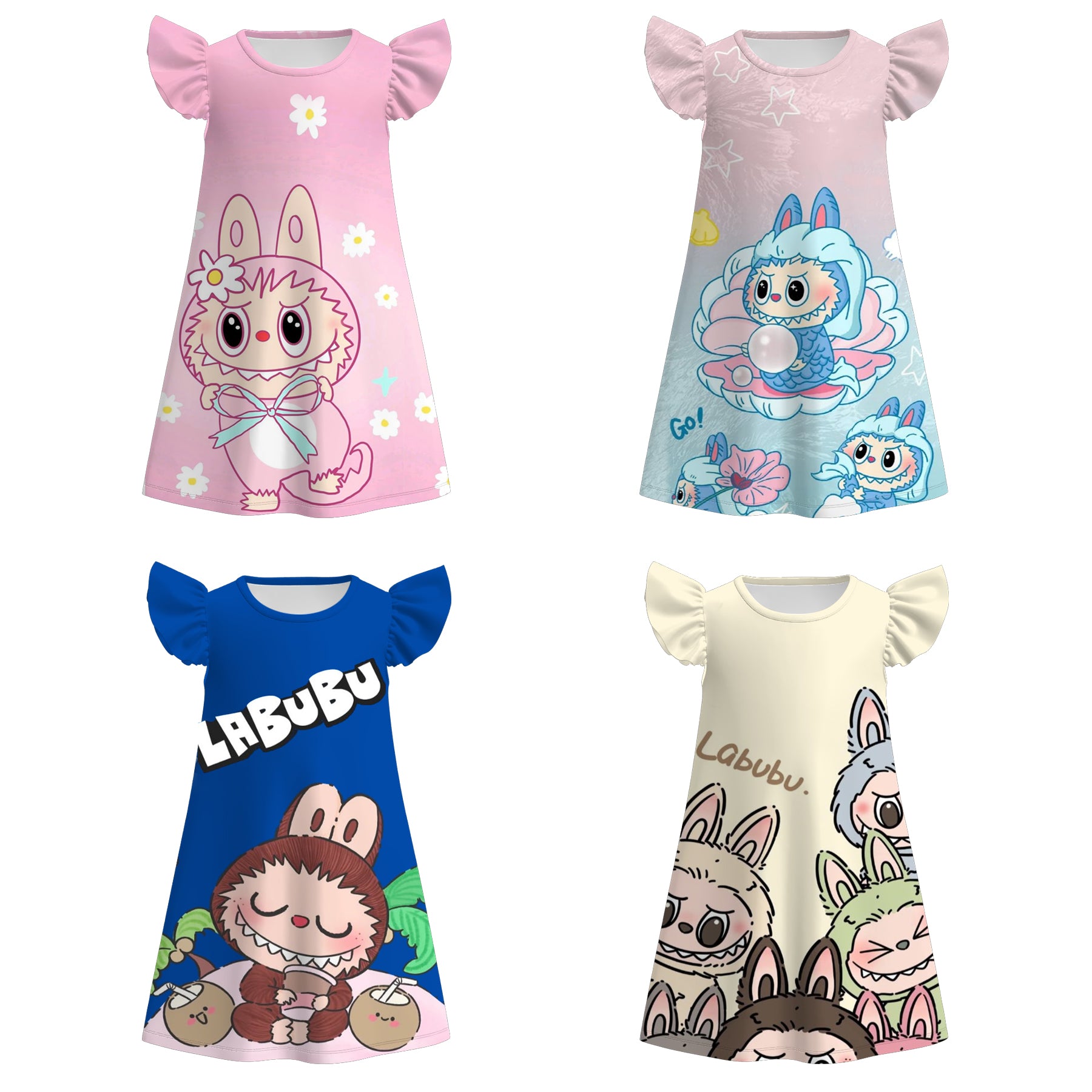 （Pre Order）Girls Spring and Summer Cartoon Print Pajamas