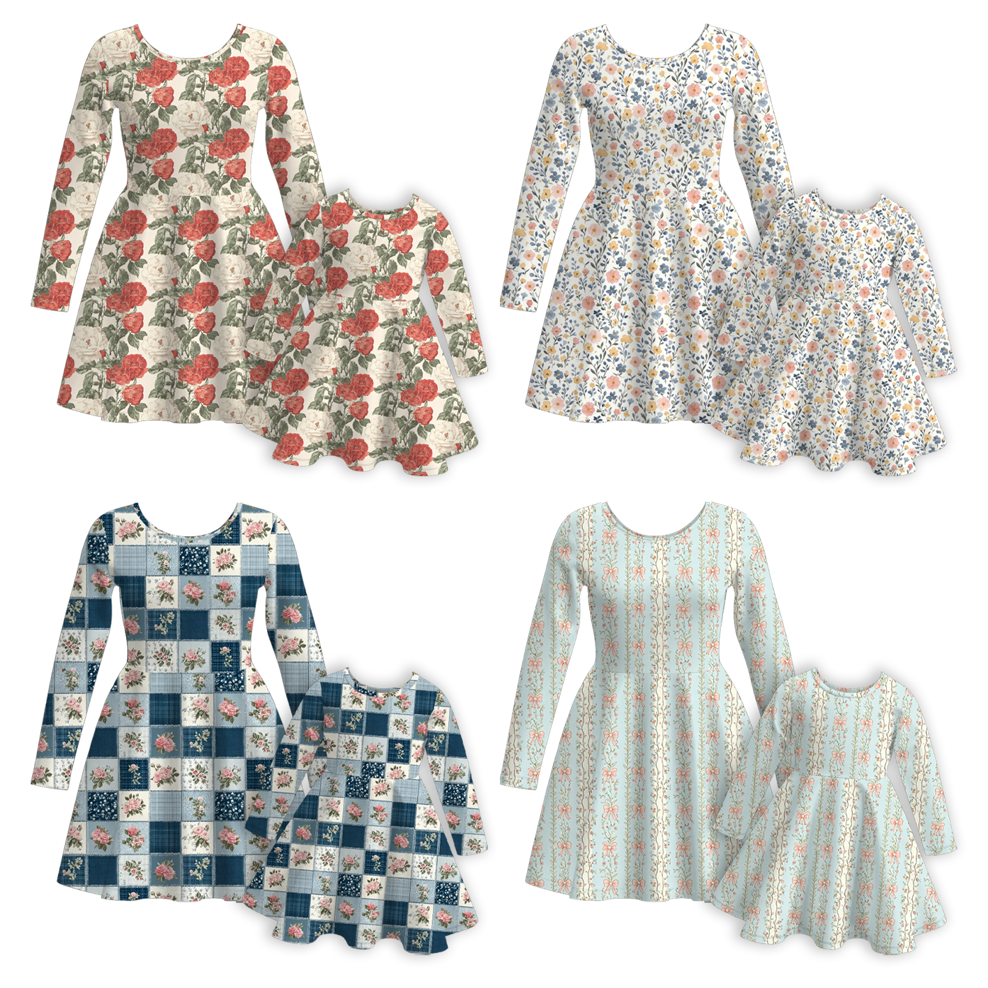 （Pre Order）Mommy and Me Fall Floral Print Dress