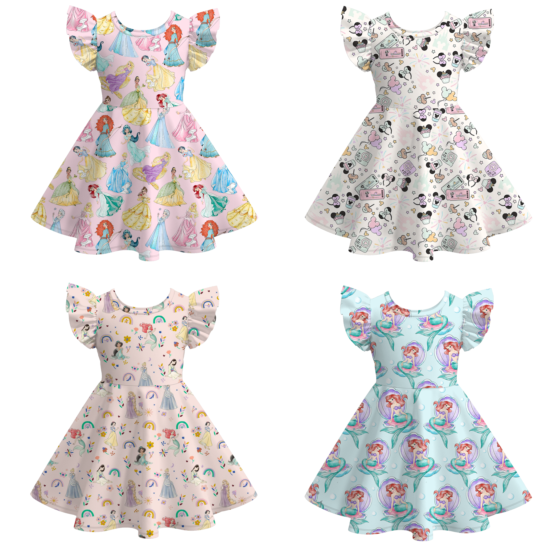 （Pre Order）Girls Spring and Summer Princess＆Cartoon Print Dress