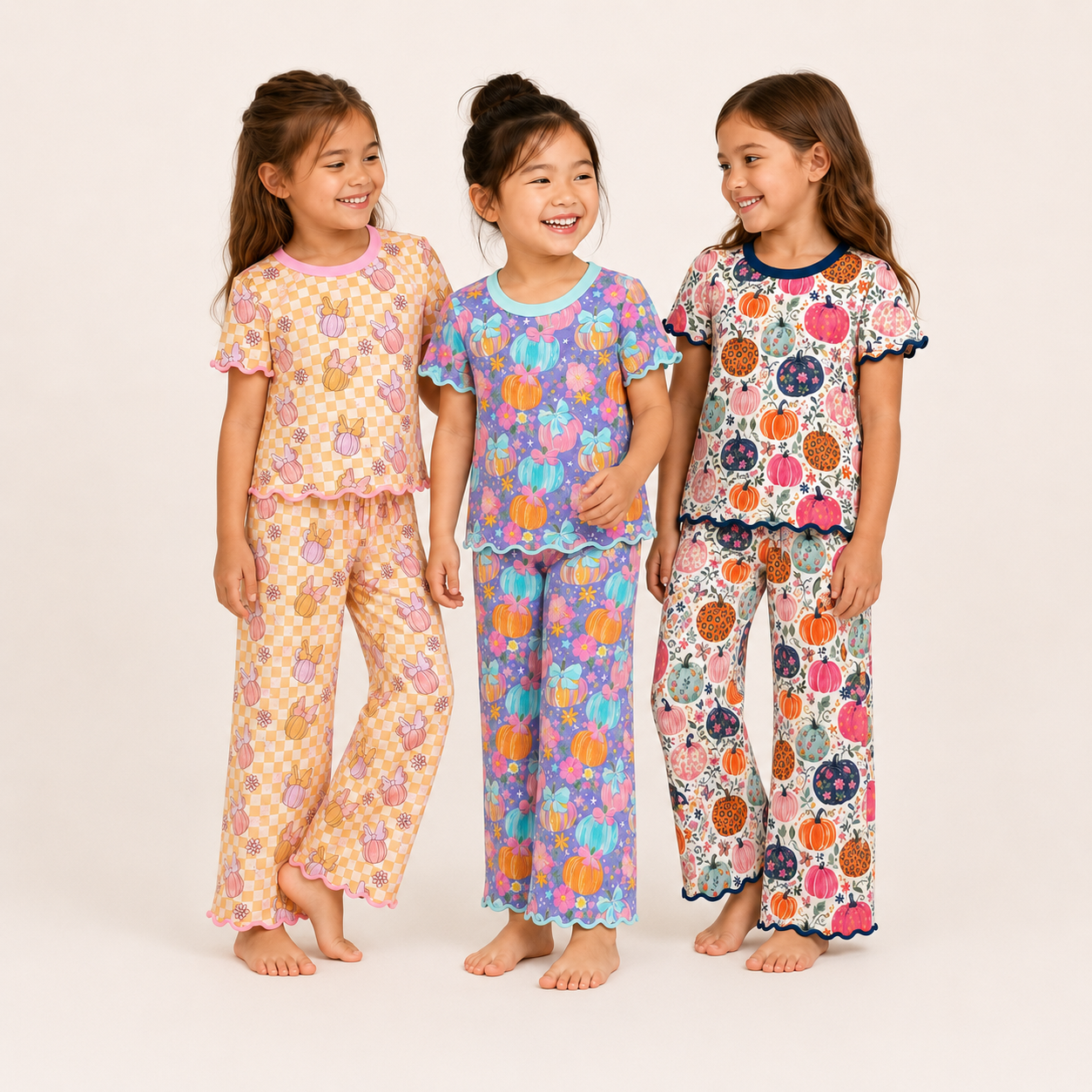 （Weekly Pre-Order）Girls Pumpkin Embroidery Scallop Set（Ends 8.23）