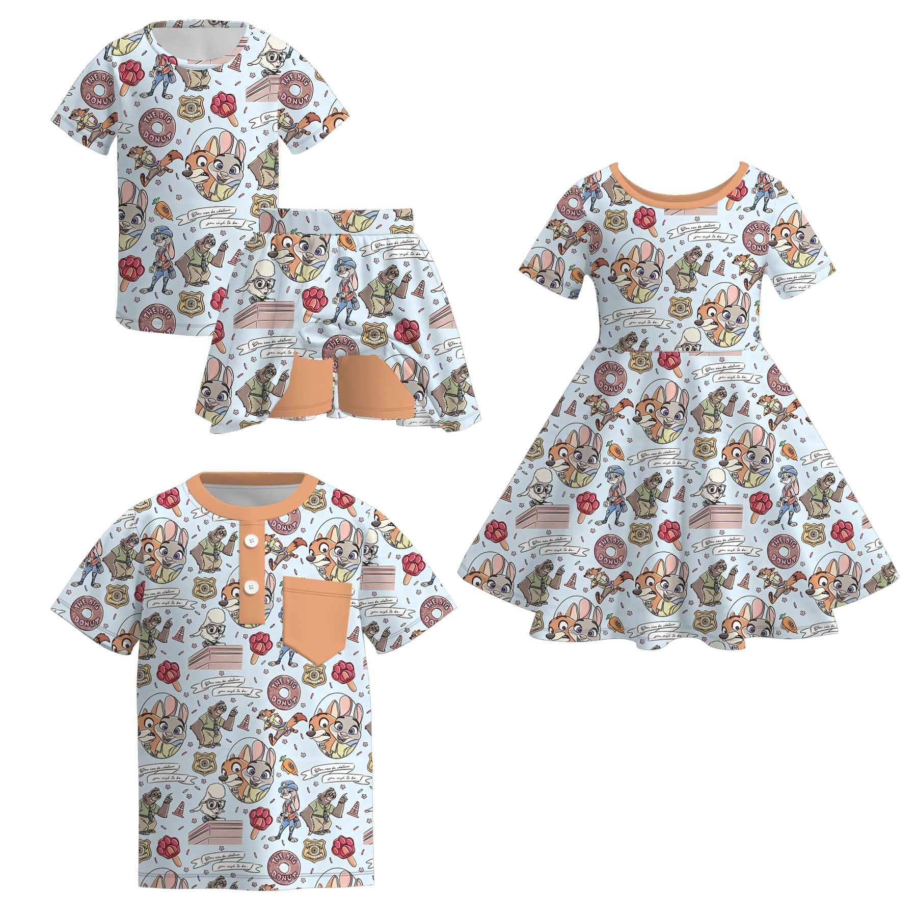 （Pre Order）Siblings Spring&Summer Cartoon Print Dress,Set&Top