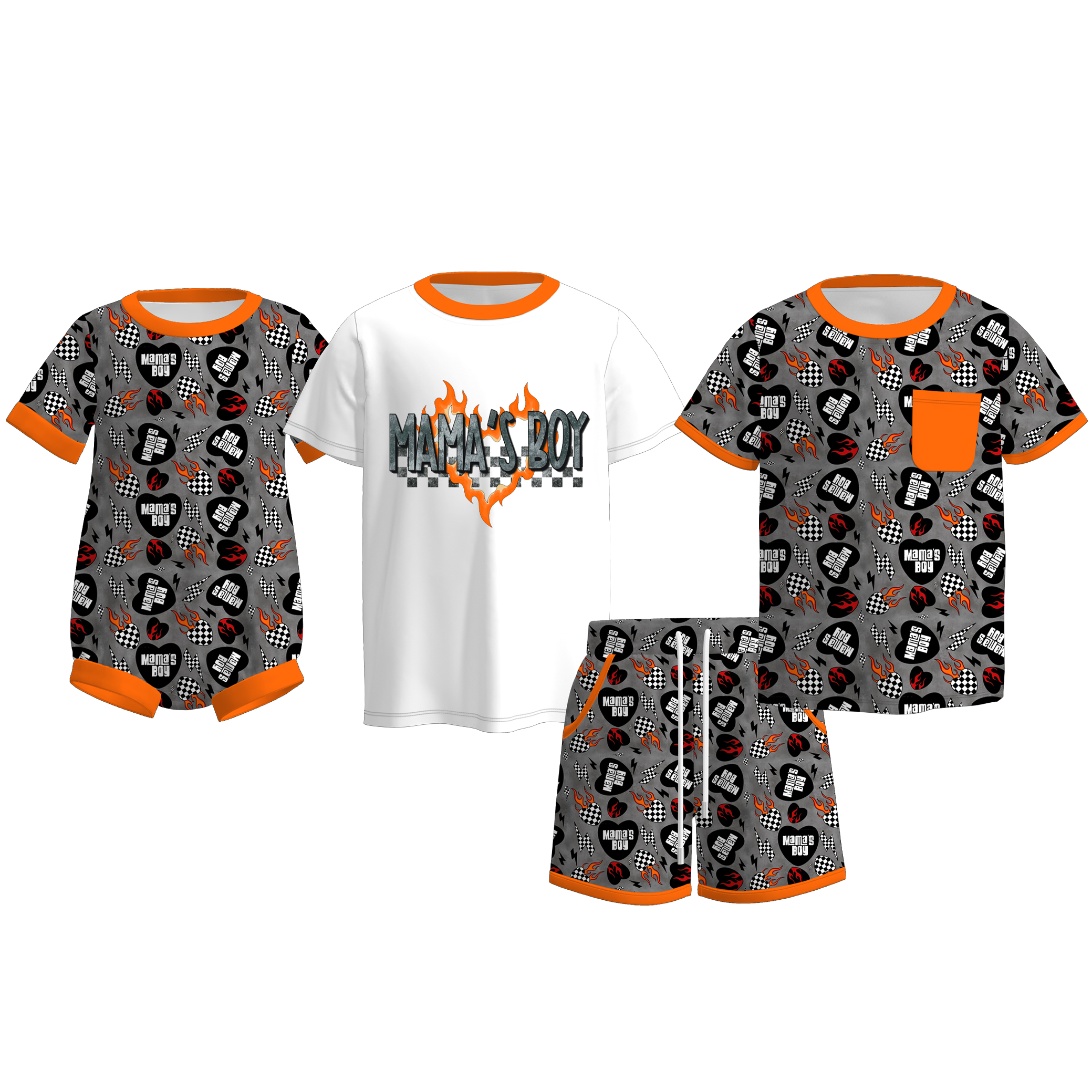 （Pre Order）Brothers MAMA'S BOY Print Set,Top＆Romper