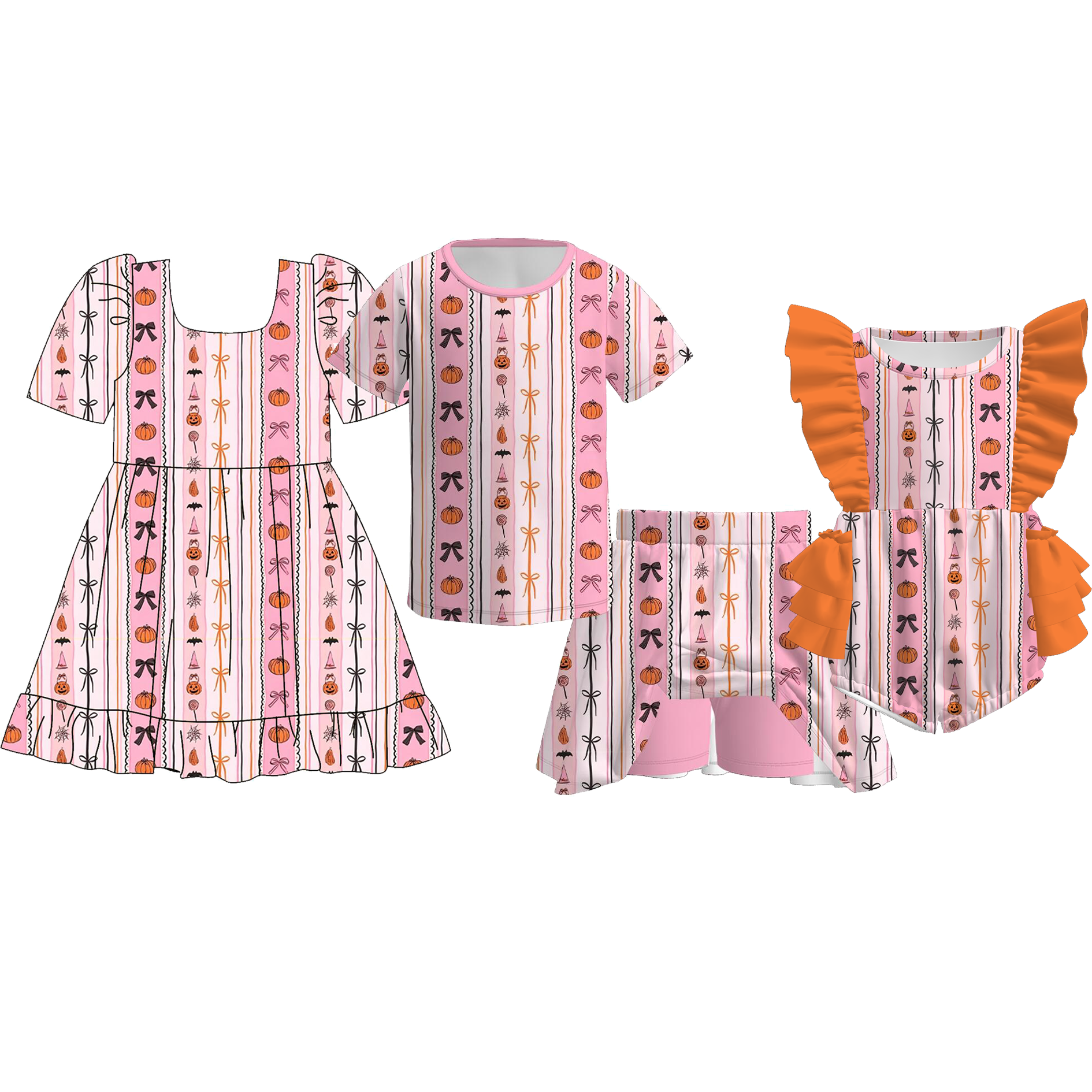 （Pre Order）Sisters Halloween Print Dress,Set&Romper