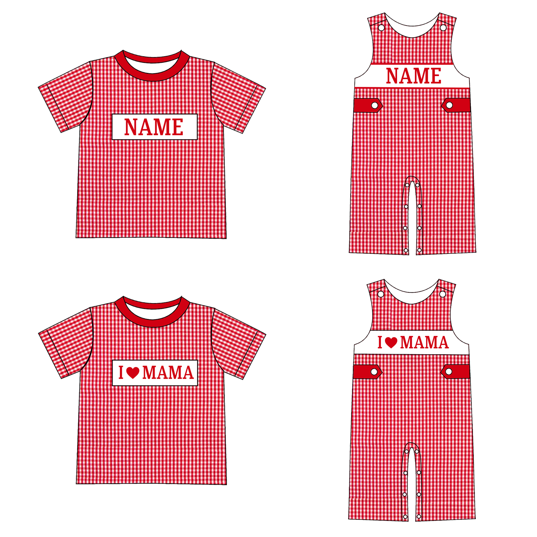 （Pre Order）Brothers Valentine's Day&Mother's Day Embroidery Smocked Top&Romper