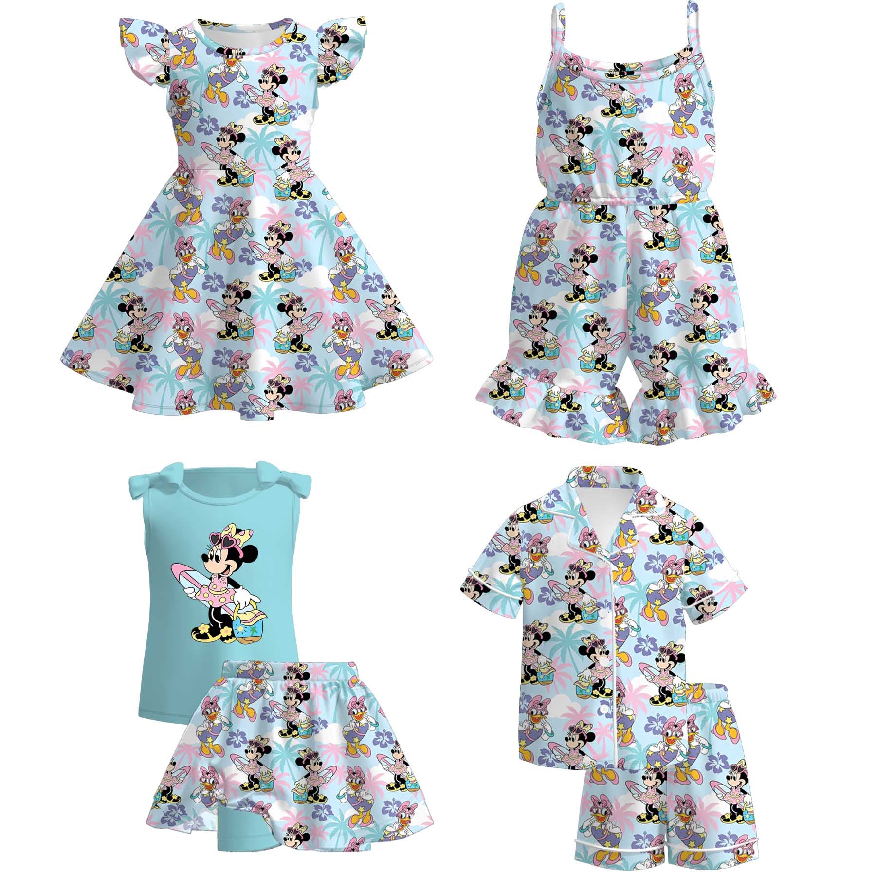 （Pre Order+Prepack Zone）Girls Cartoon Print Dress,Set&Jumpsuit（Mix Size）