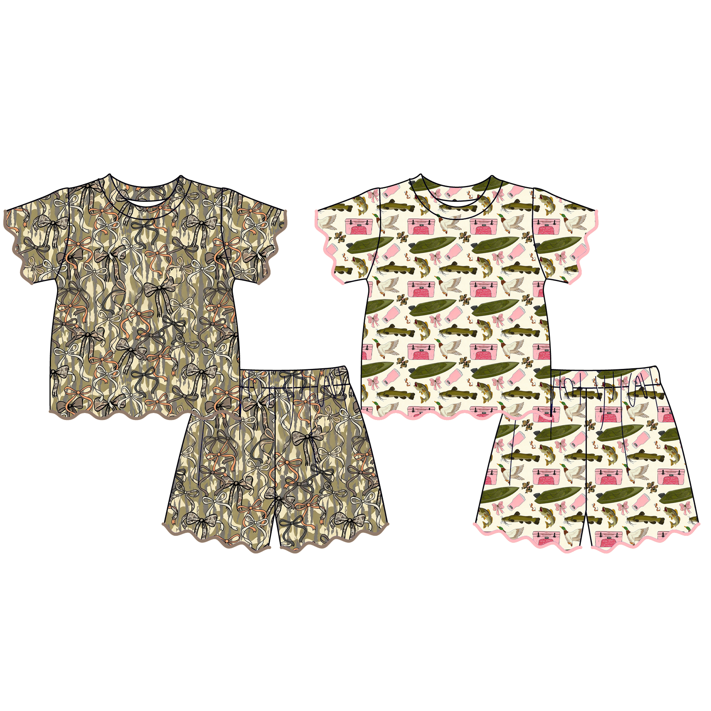 （Pre Order）Girls Spring&Summer Scallop Shorts Set