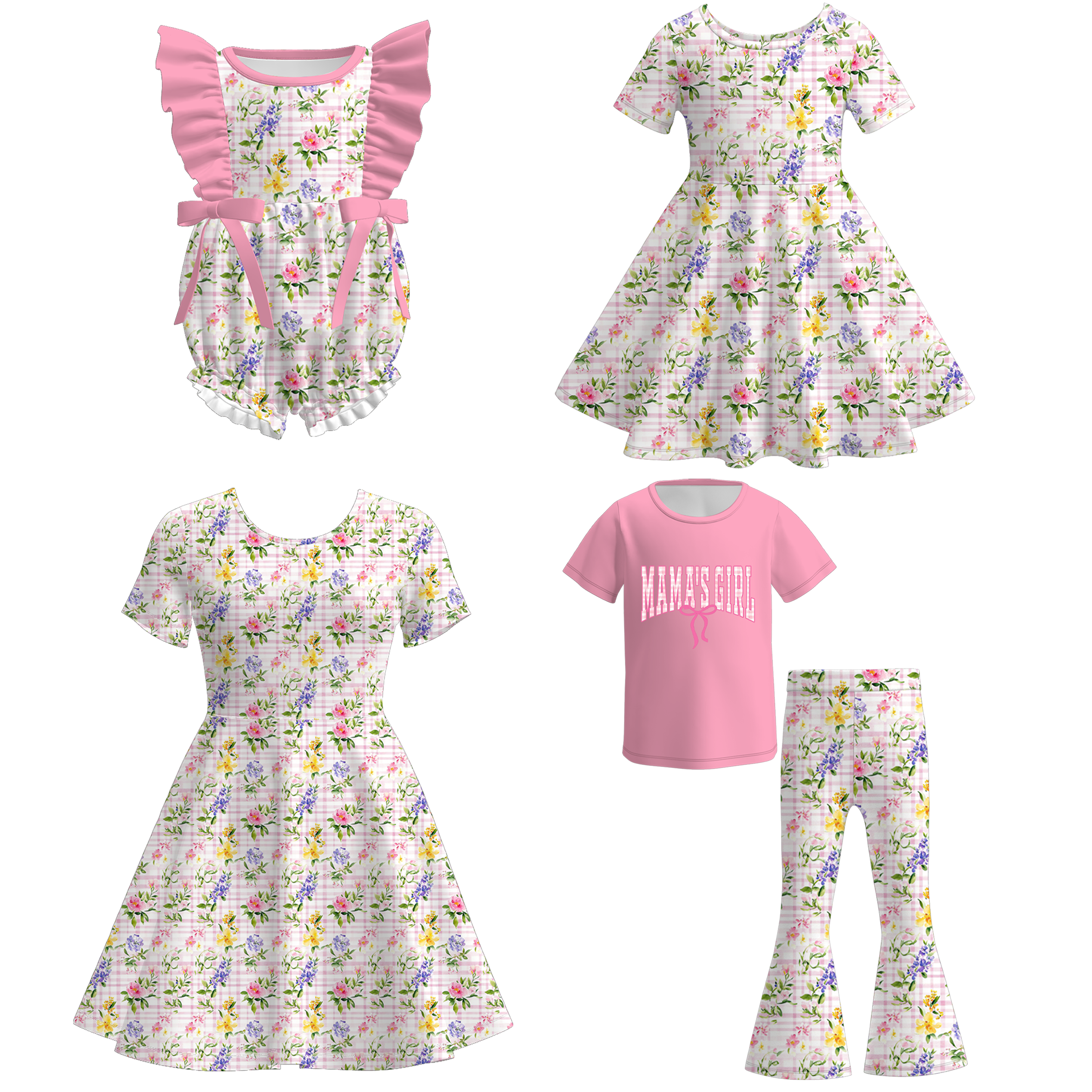 （Pre Order）Family Spring&Summer Floral Print Dress,Set&Romper