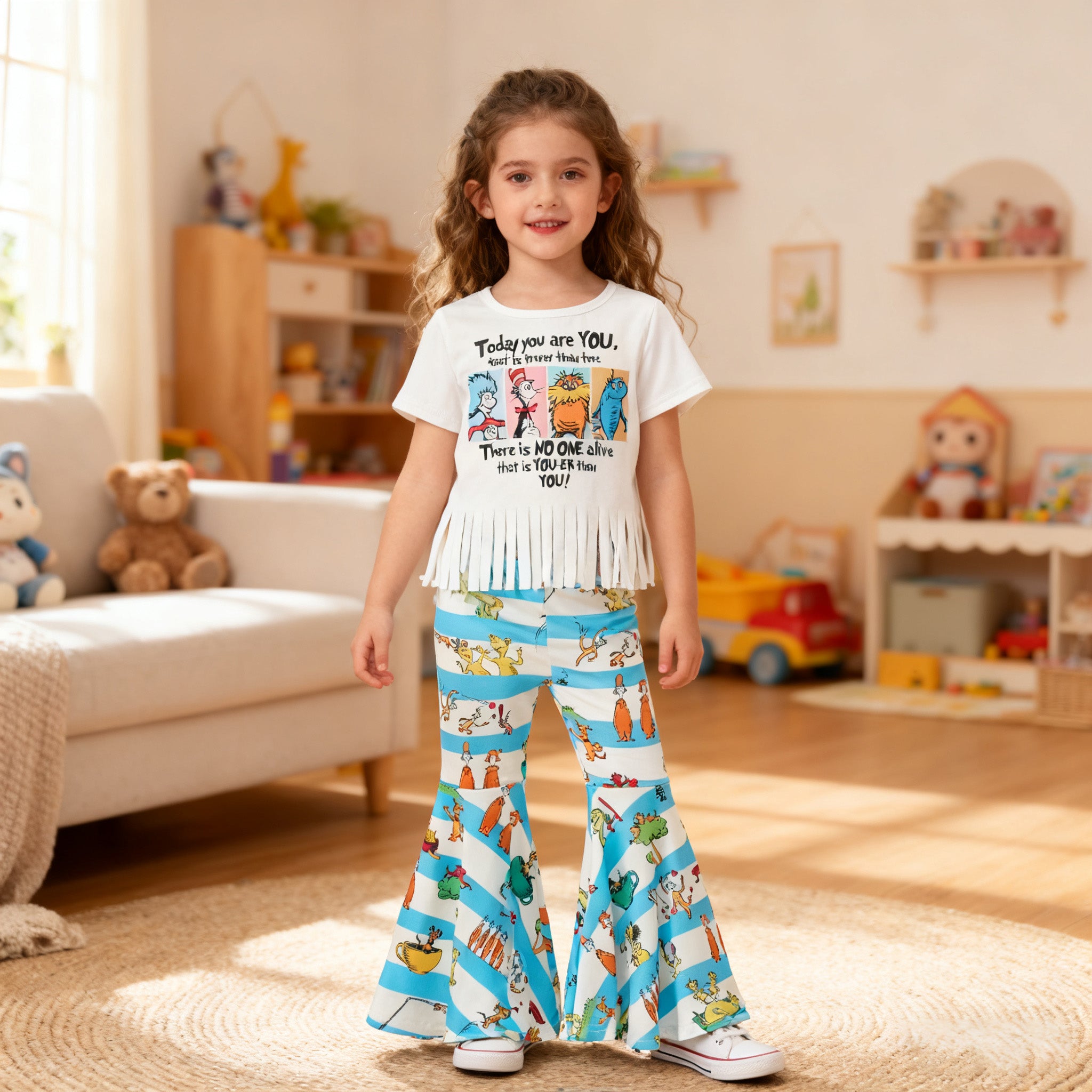 （In Stock）Girls DR SEUSS Print Outfit Set