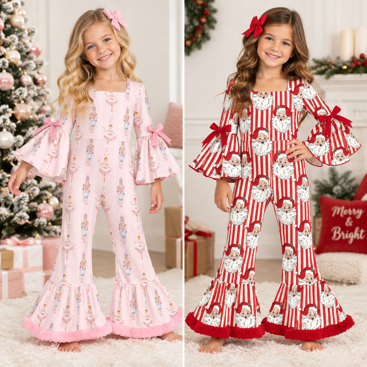 （Weekly Pre-Order）Girls Christmas Print Jumpsuit（Ends 10.6）