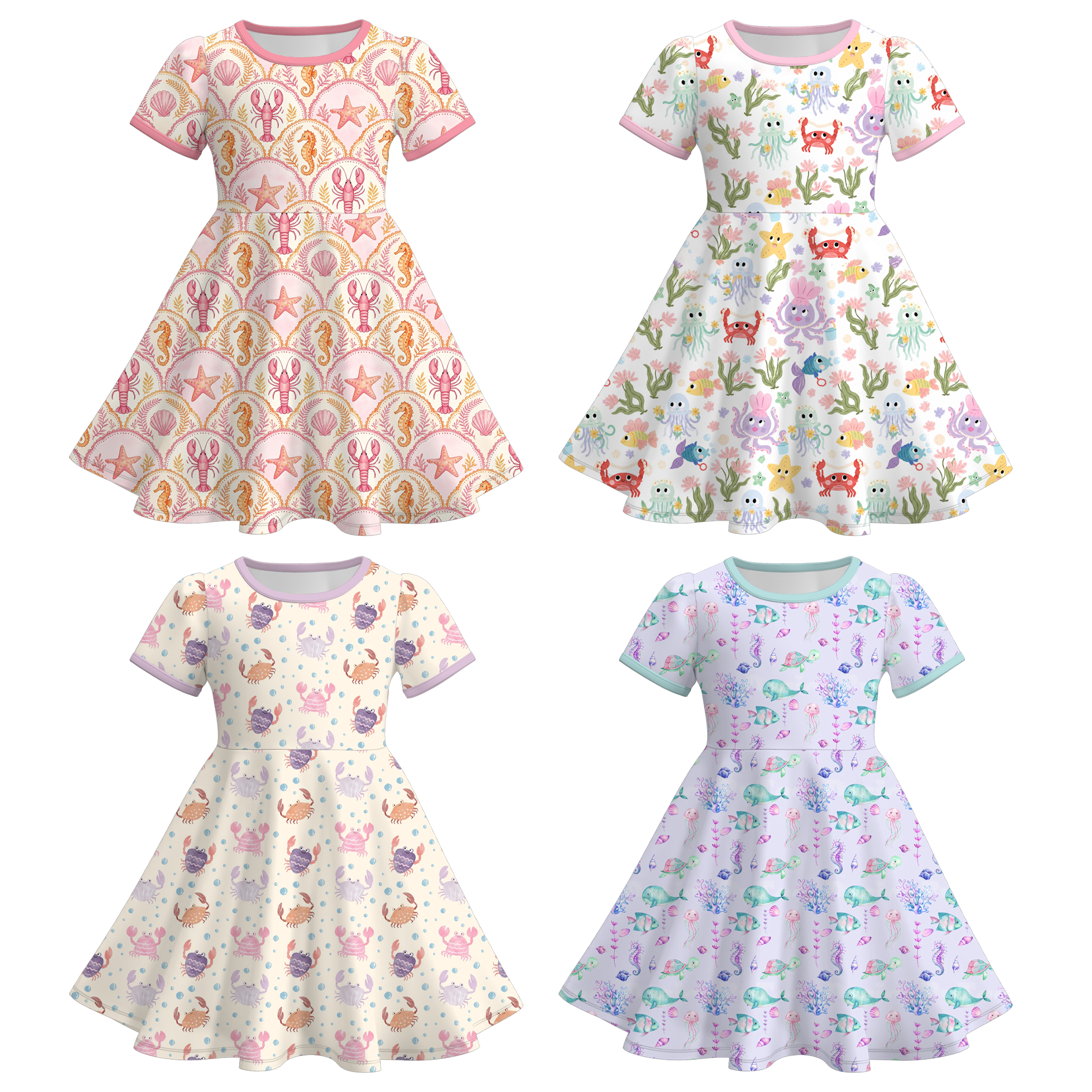 （Pre Order+Prepack Zone）Girls Summer Seaside Print Dress
