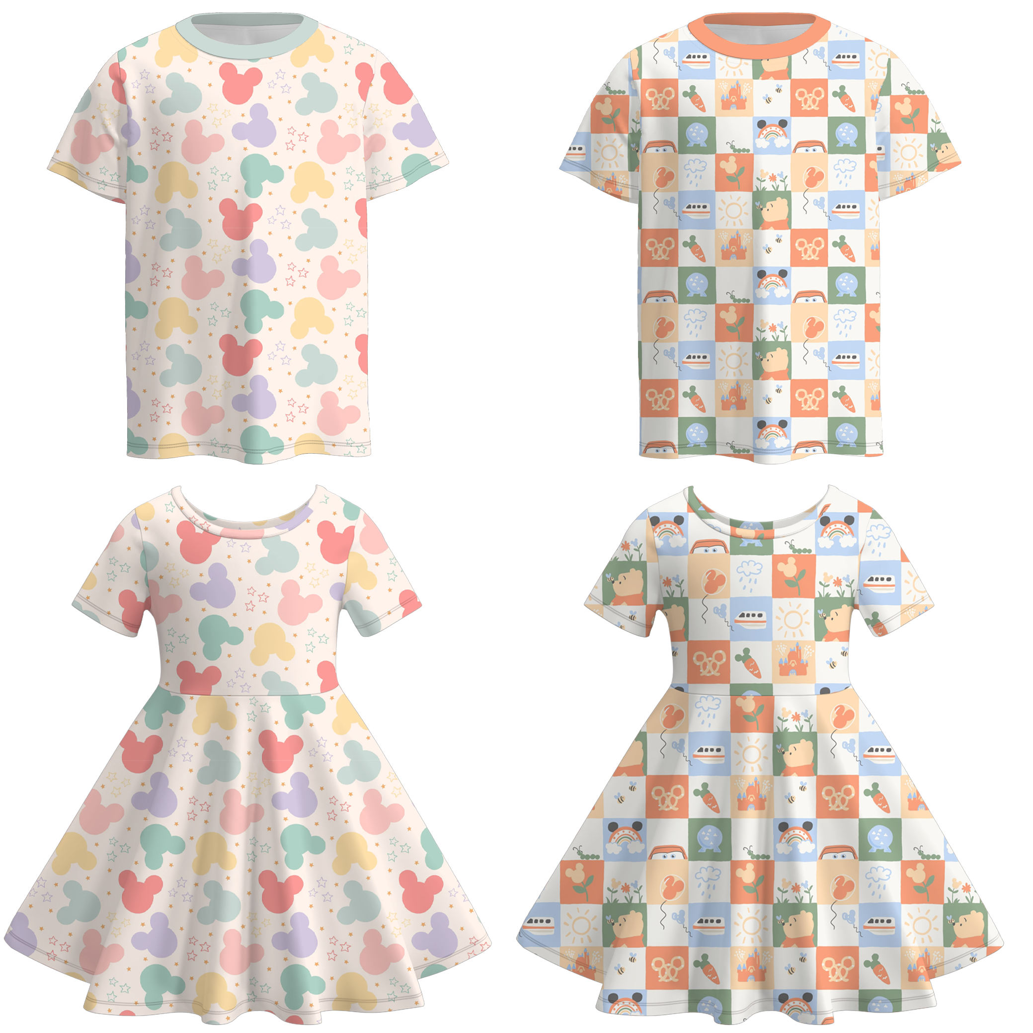（Pre Order）Siblings Easter Cartoon Print Dress&Top