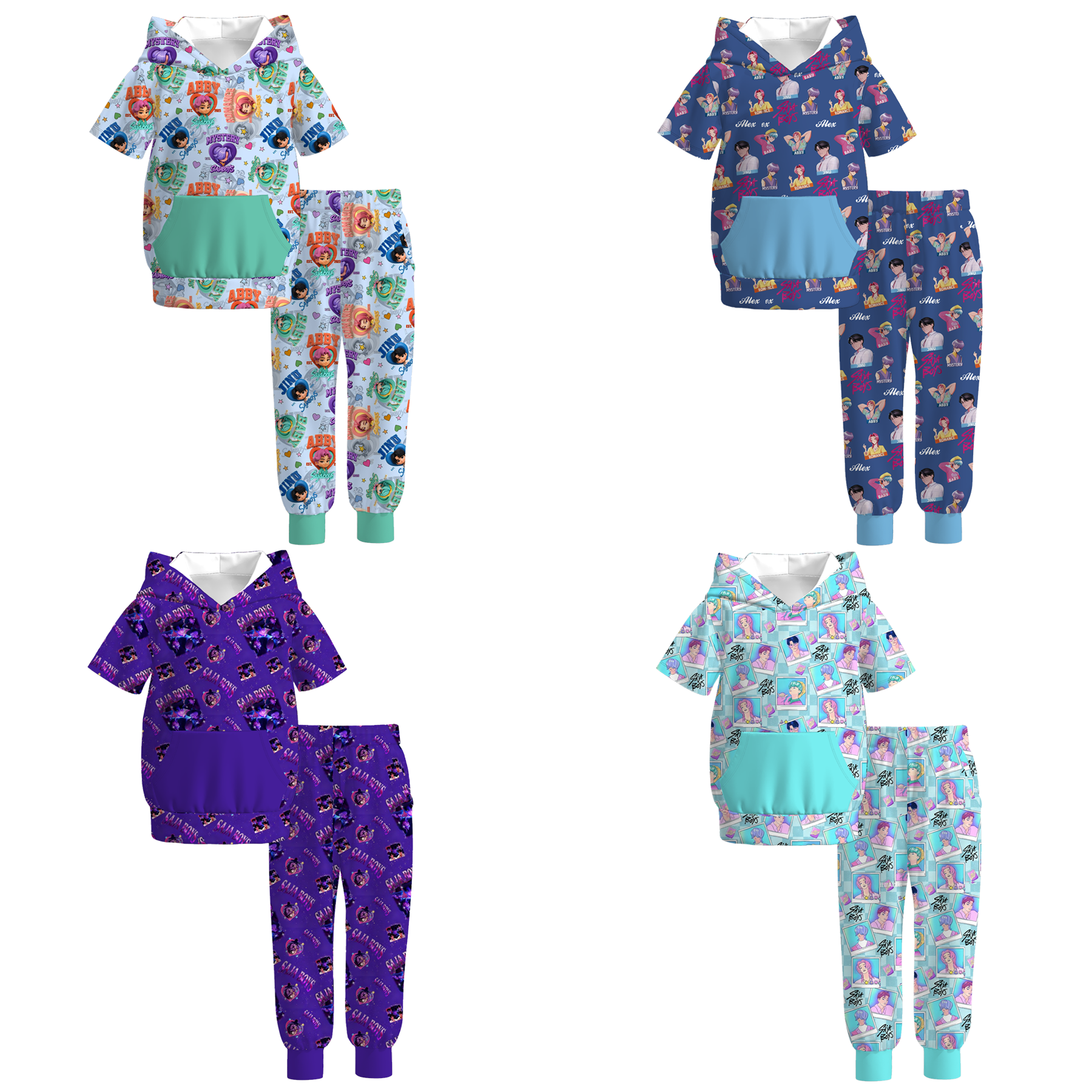 （Pre Order）Boys Spring&Summer Movie Character Print Hoodie Set