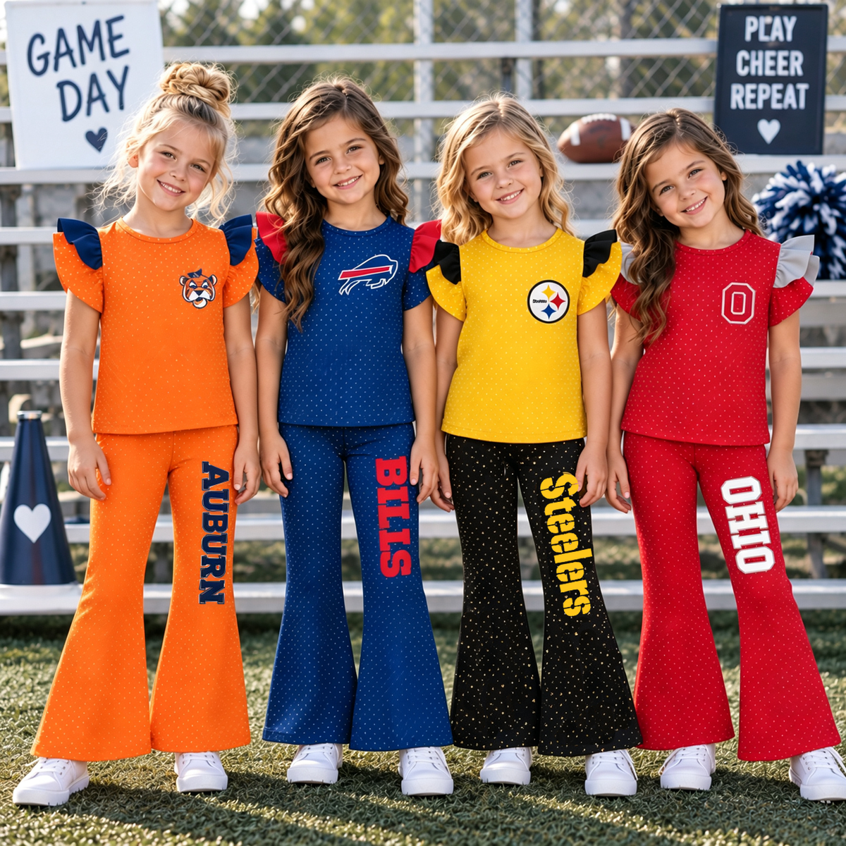 （Weekly Pre-Order）Girls Football Print Ruffle Outfit Set（Ends 9.20）