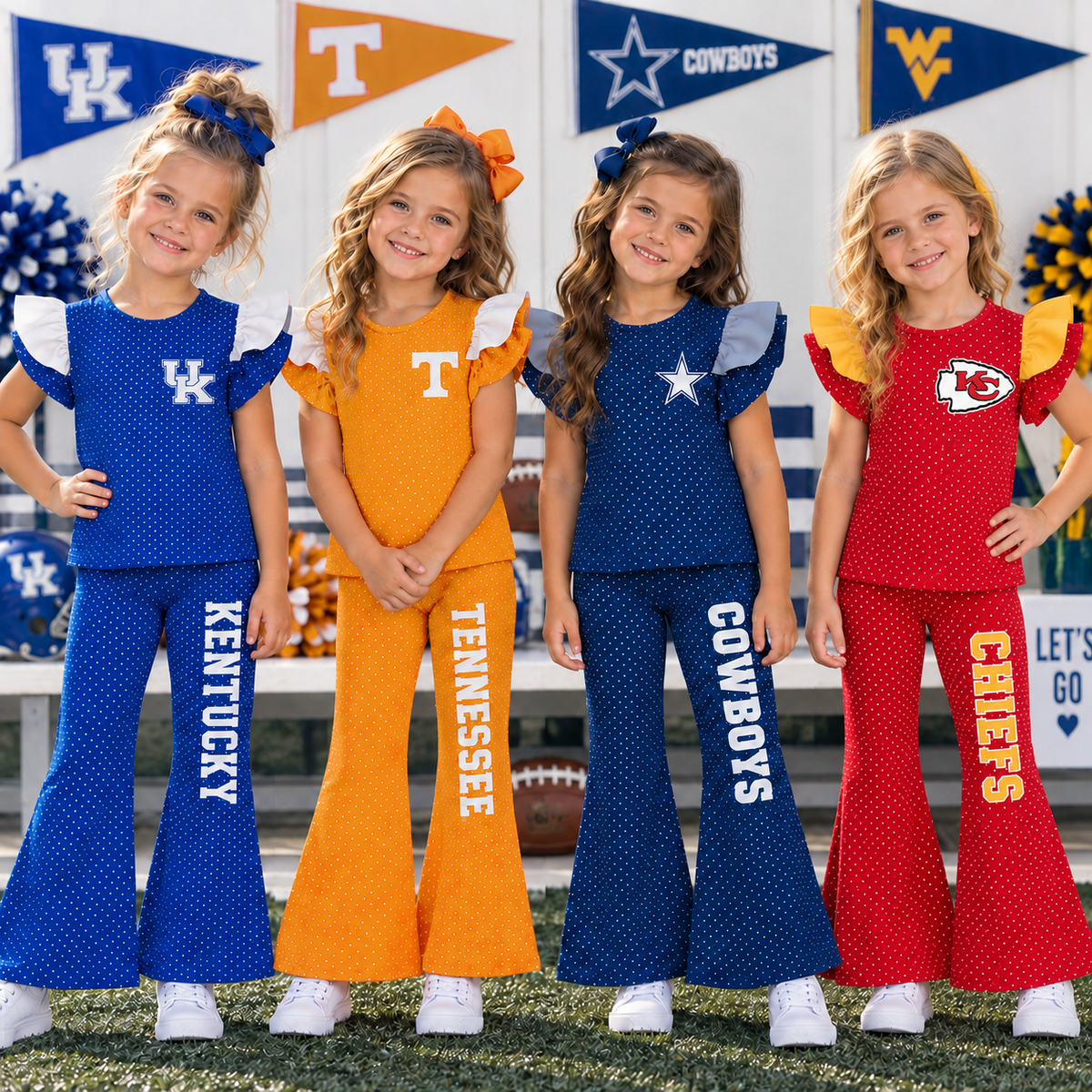 （Weekly Pre-Order）Girls Football Print Ruffle Outfit Set（Ends 9.20）
