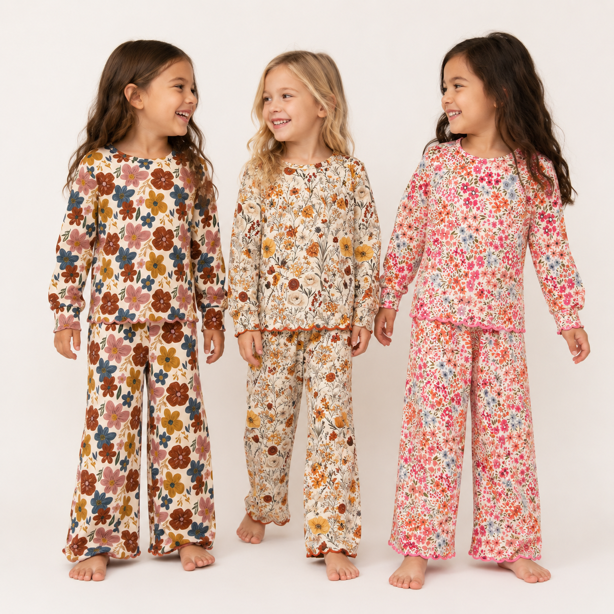 （Weekly Pre-Order）Girls Fall Floral Embroidery Scallop Set（Ends 8.23）