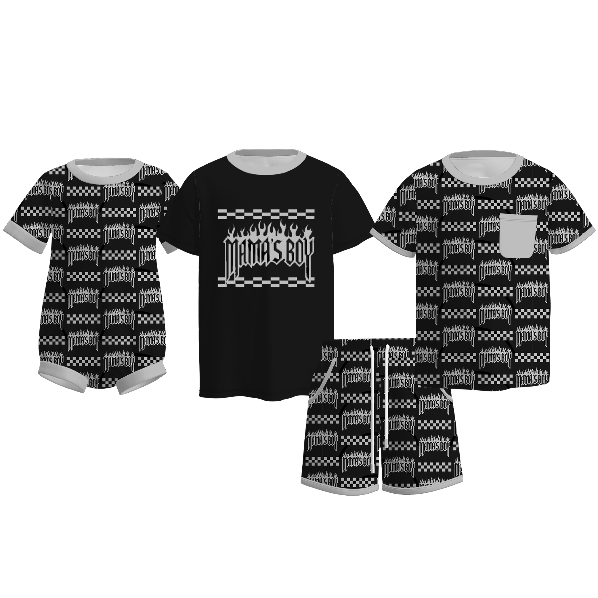 （Pre Order）Brothers MAMA'S BOY Print Set,Top＆Romper