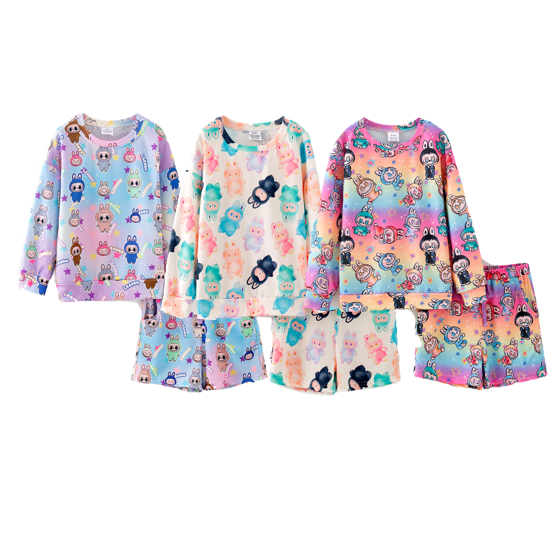 （Pre Order,Prepack Zone）Girls LBB Print Shorts Set with Pockets（Mix Size）