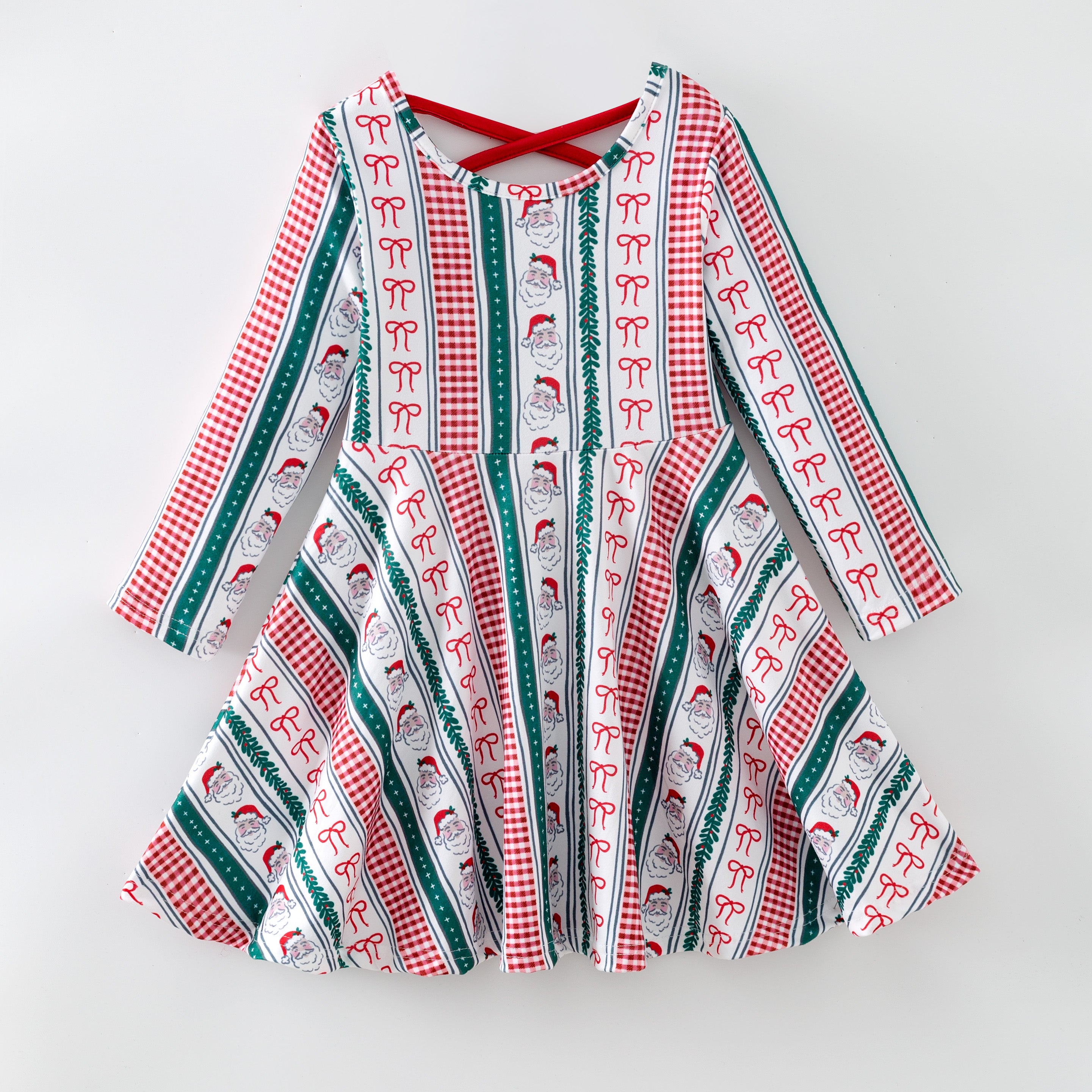 （Pre Order,Prepack Zone）Girls Christmas Santa Claus Print Dress（Mix Size）