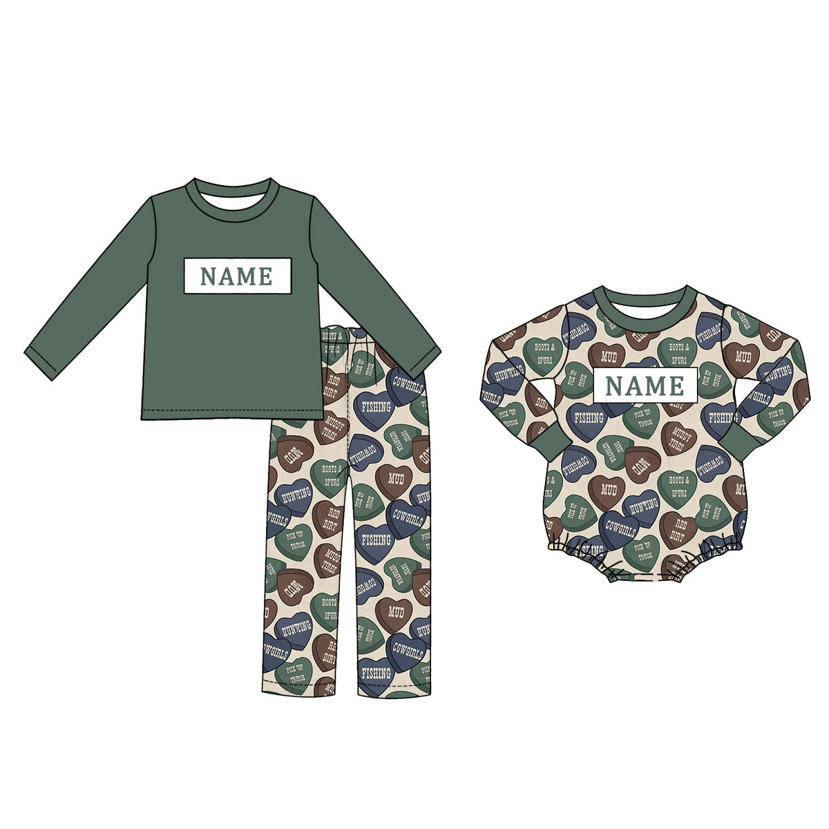 （Pre Order）Brothers Valentine's Day Embroidery Smocked Set&Romper