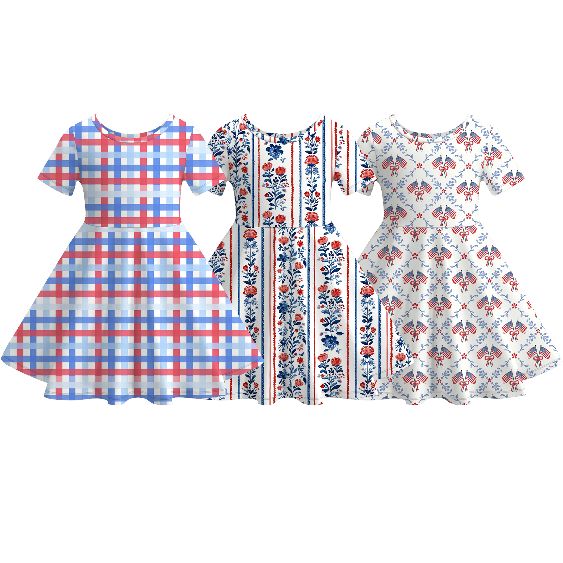 （Pre Order）Girls Summer Patriotic Print Dress