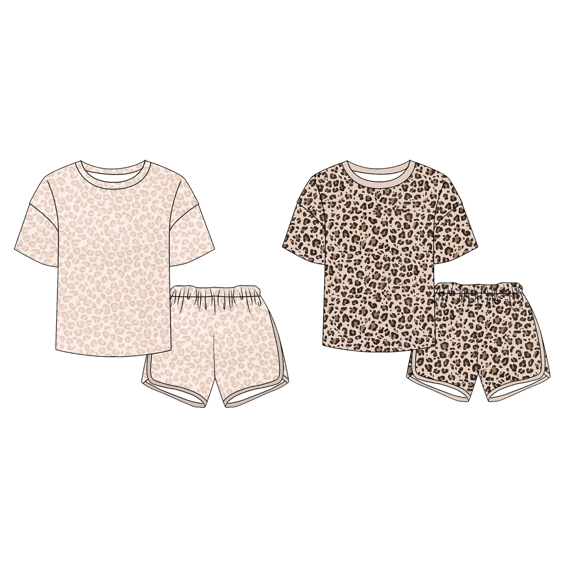 （Pre Order）Girls Spring&Summer Leopard Print Shorts Set