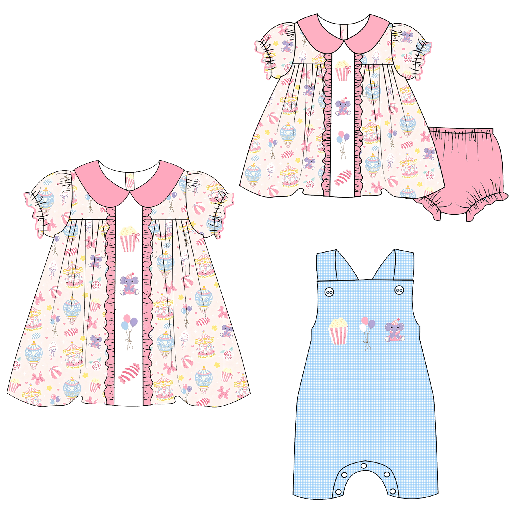 （Weekly Pre-Order）Siblings Amusement Park Embroidery Dress&Romper（Ends Wednesday）
