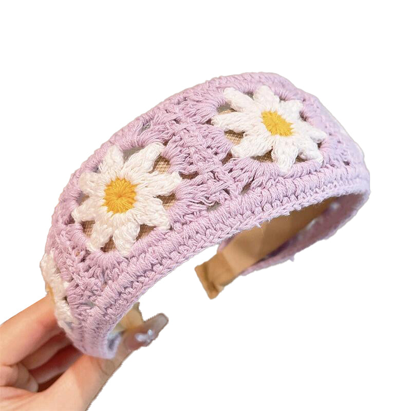 （Pre Order）Girls Knitted Floral Embroidery Headband