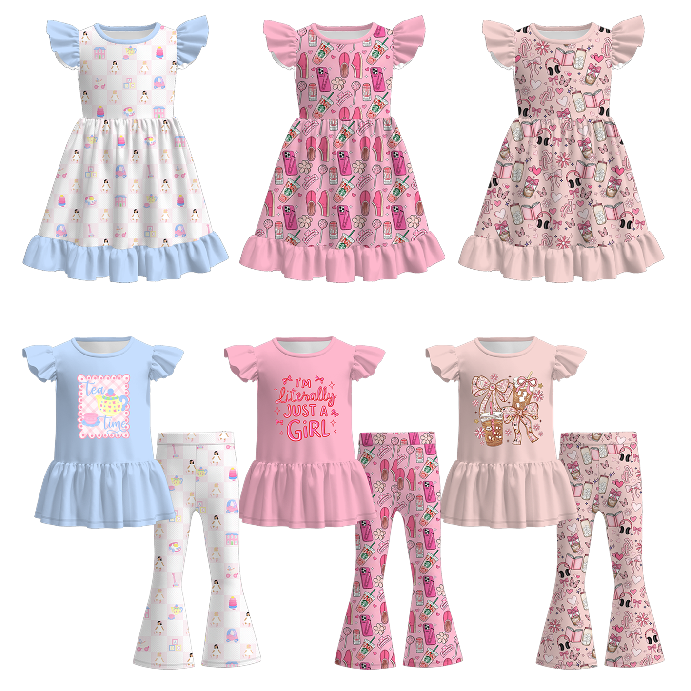（Pre Order+Prepack Zone）Girls Fall Print Dress&Outfit Set
