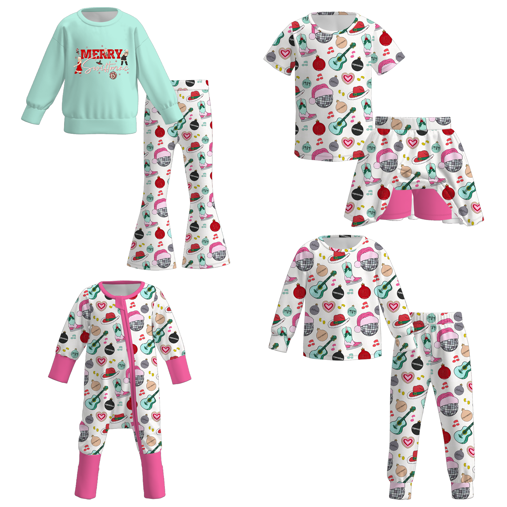 （Pre Order）Family Christmas TS Print Set,Pants＆Romper
