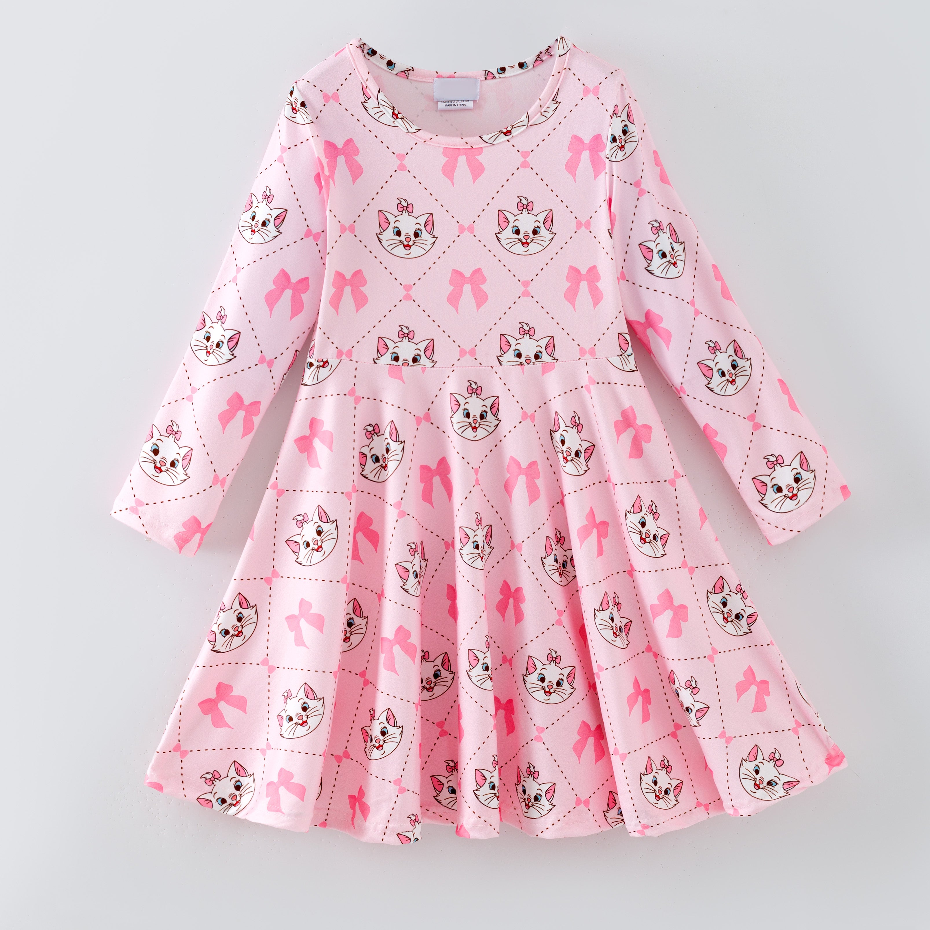 （Pre Order,Prepack Zone）Girls Spring&Summer Kitty Print Dress（Mix Size）