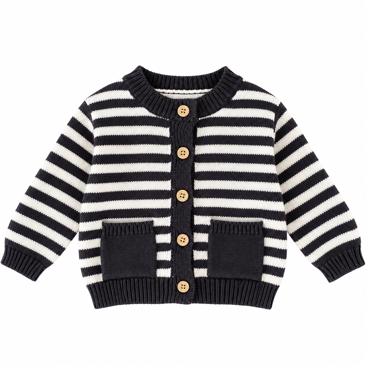 （Pre Order 2 Weeks）Kids Fall Stripe Sweater Cardigan with Pockets