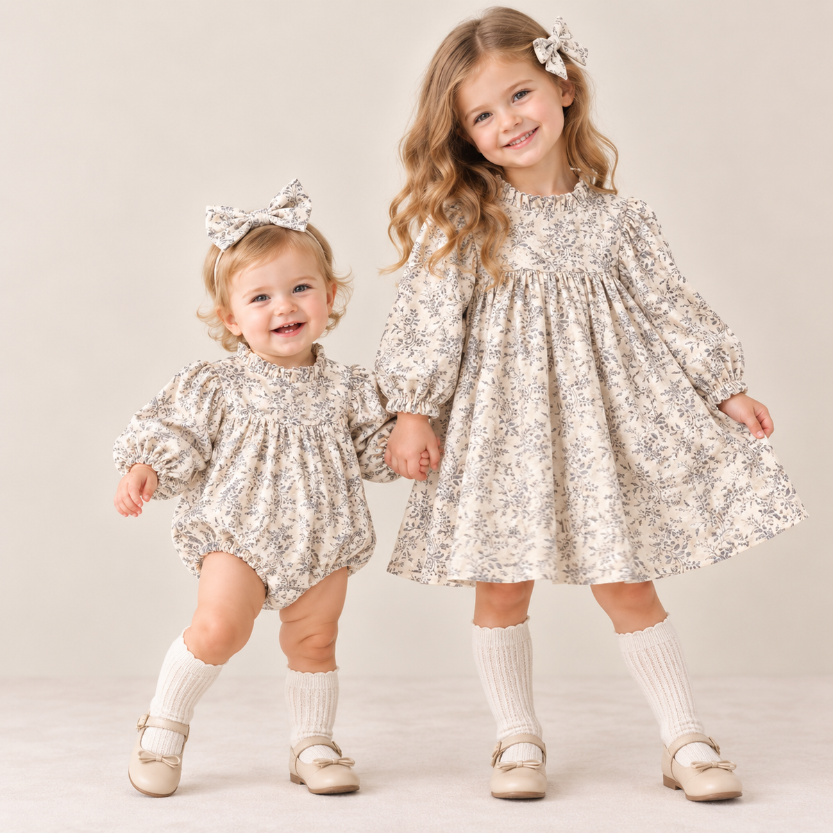 （Pre Order 2 Weeks）Sisters Fall Floral Print Dress&Romper