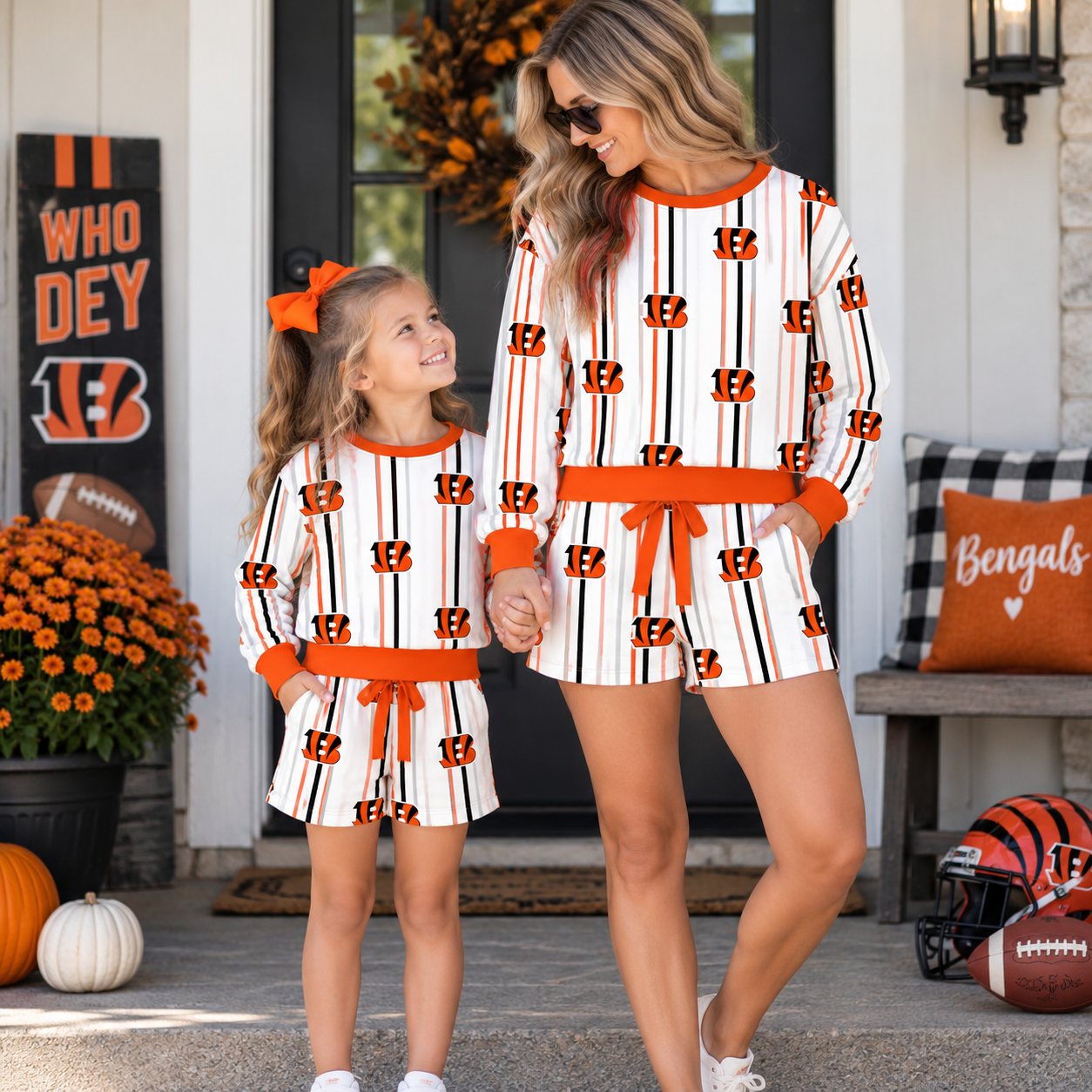 （Weekly Pre-Order）Mommy&Me Football Print Shorts Set（Ends 9.20）