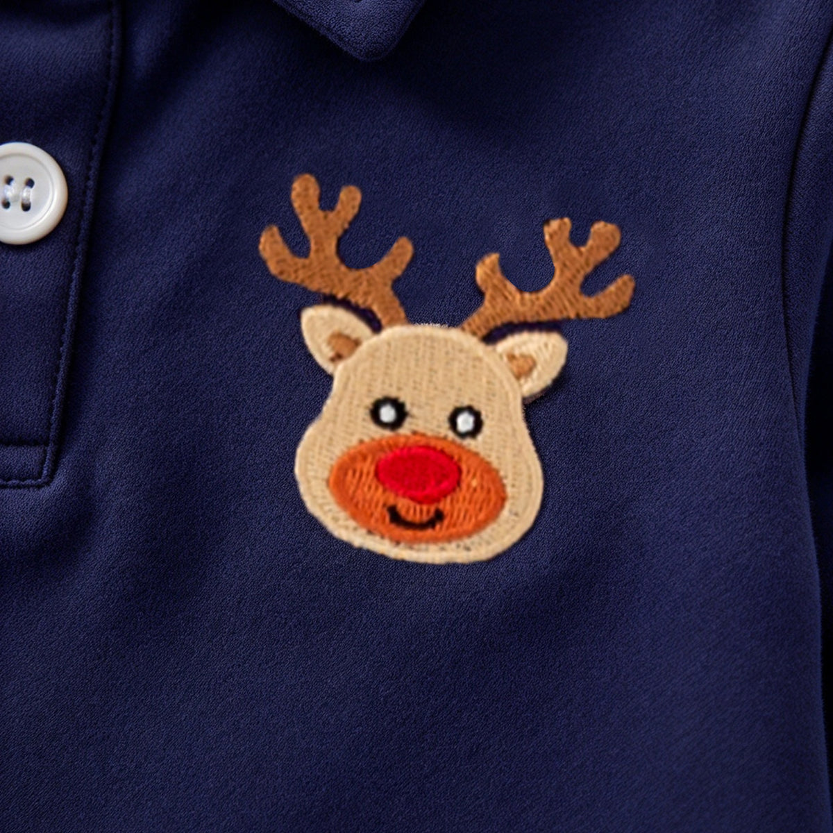 （In Stock）Toddler Boys Christmas Embroidery Romper