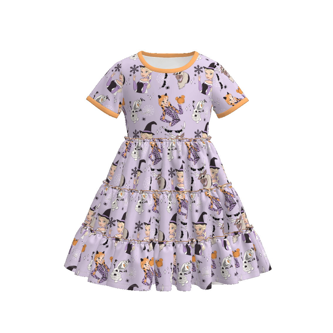 （Pre Order）Family Halloween Princess Print Dress,Set＆Romper