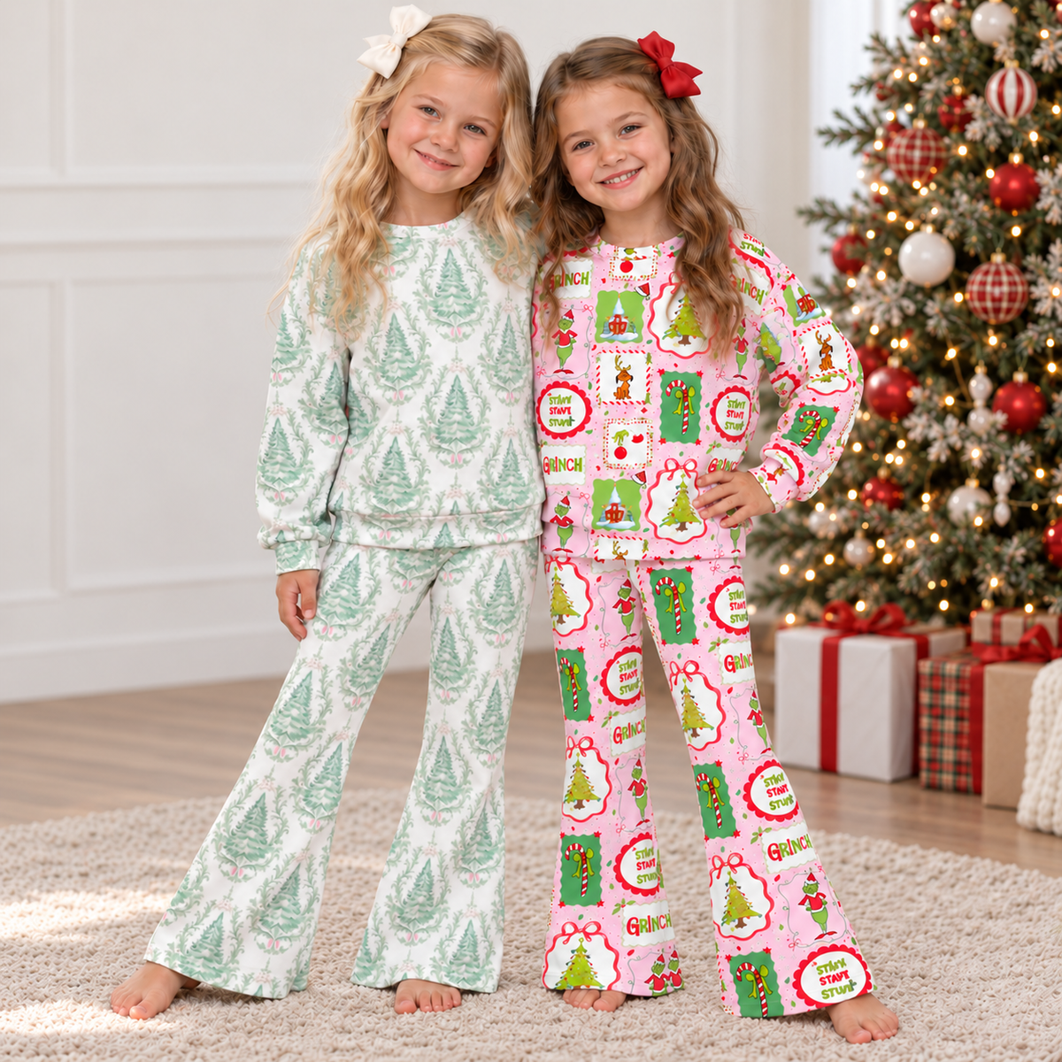 （Weekly Pre-Order）Girls Christmas Print Twill Sweatshirt Suit（Ends 10.6）