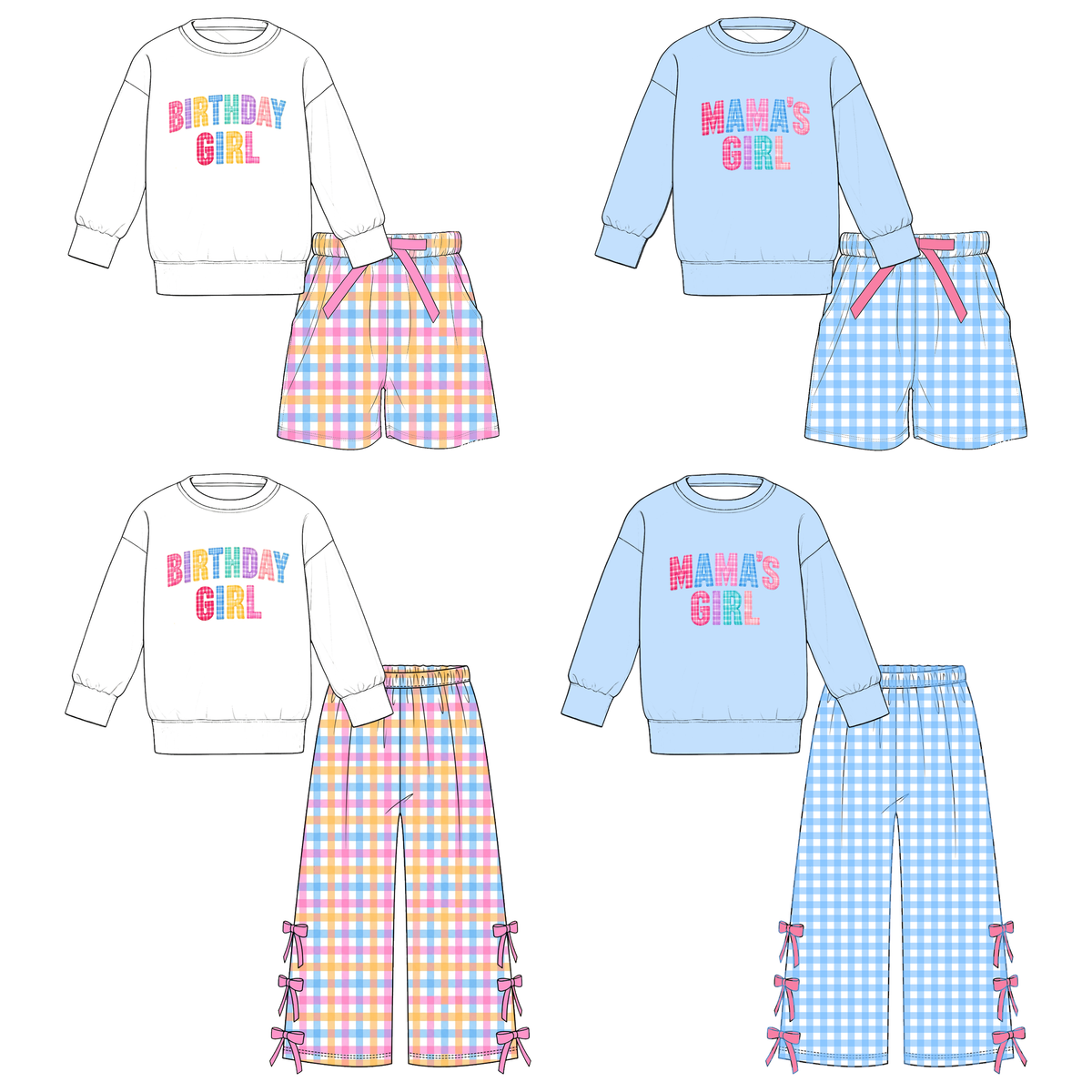（Weekly Pre-Order）Girls Spring&Summer Print Shorts Set&Pants Set（Ends 11.1）