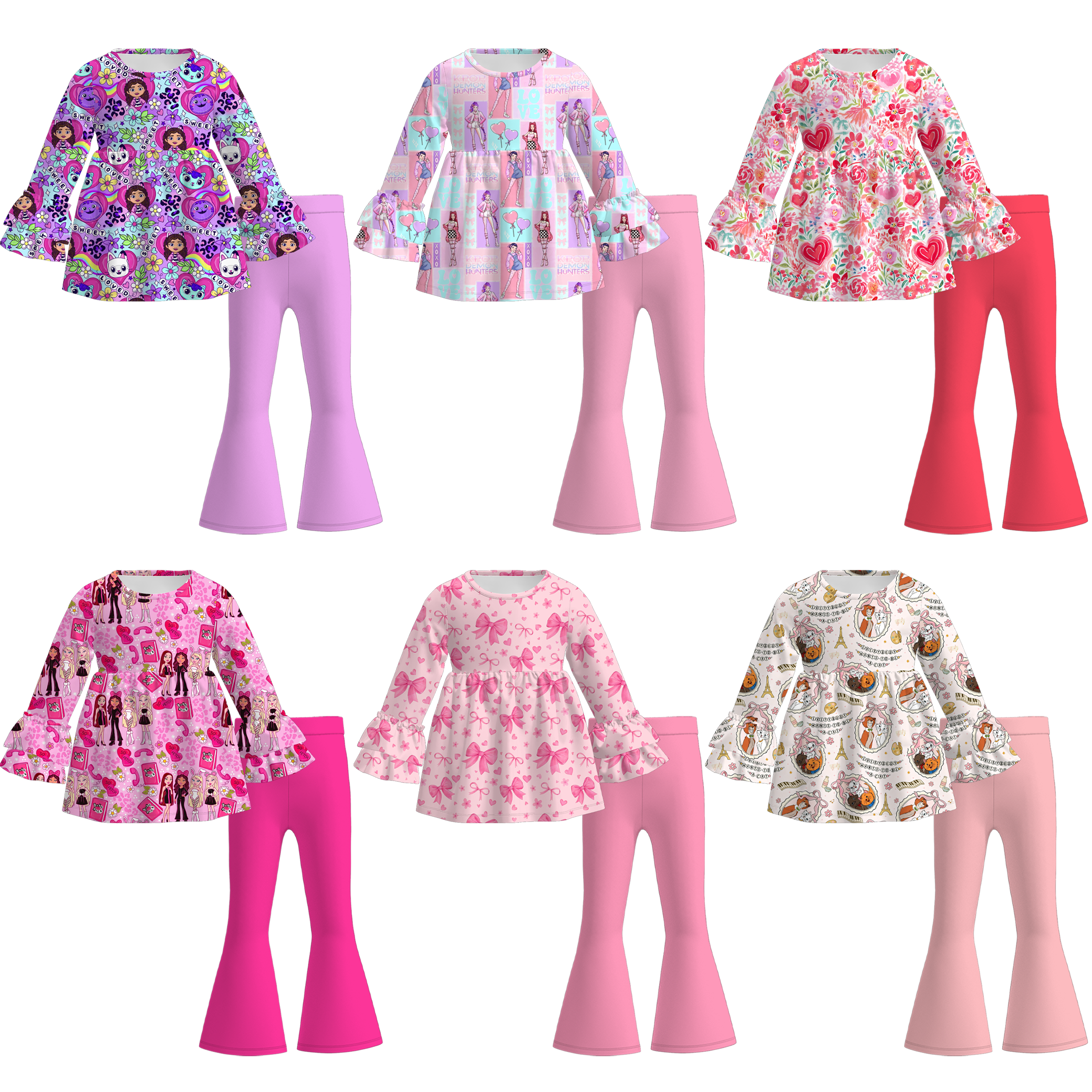 （Pre Order）Girls Valentine's Day Print Outfit Set