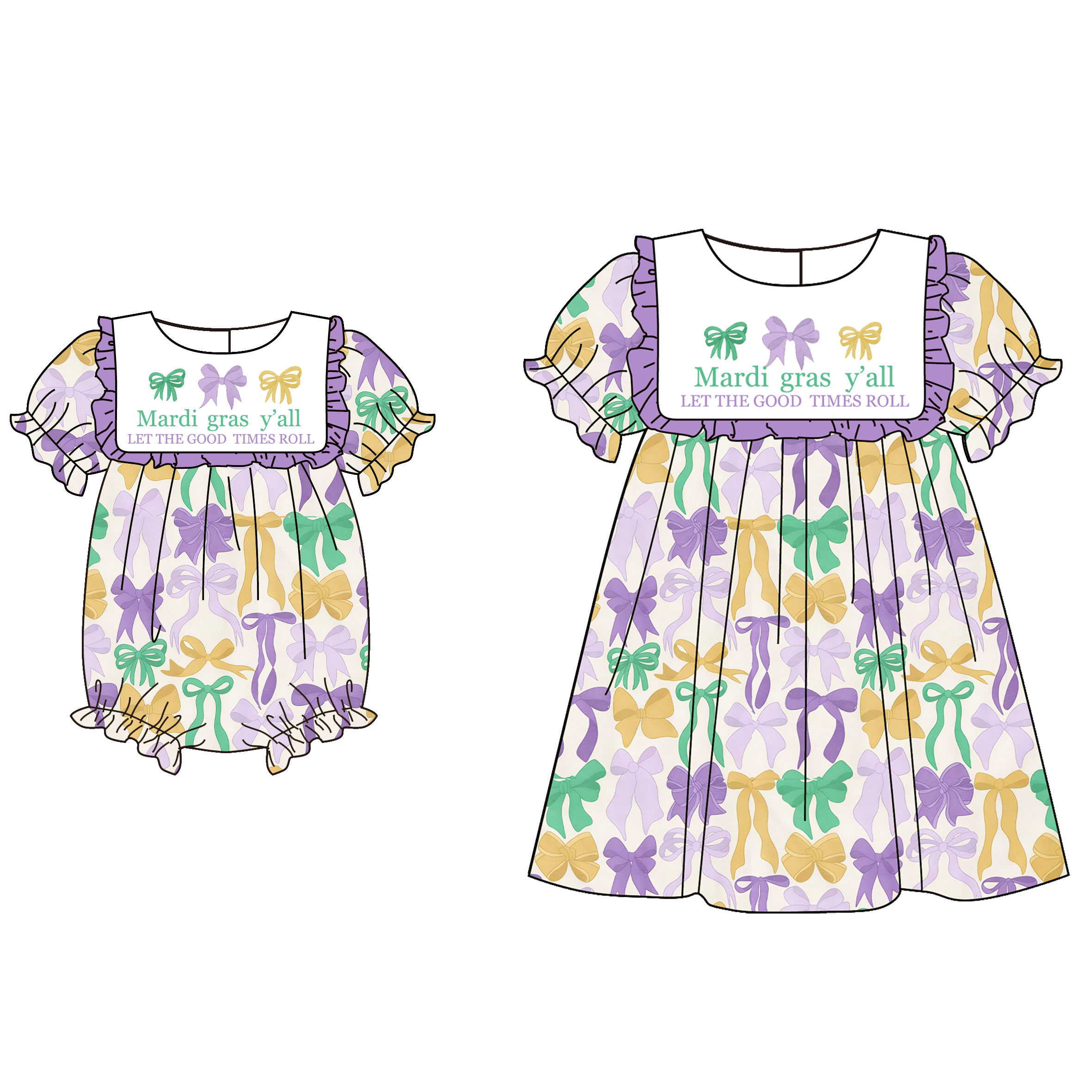 （Pre Order）Sisters Mardi Gras Embroidery Dress&Romper