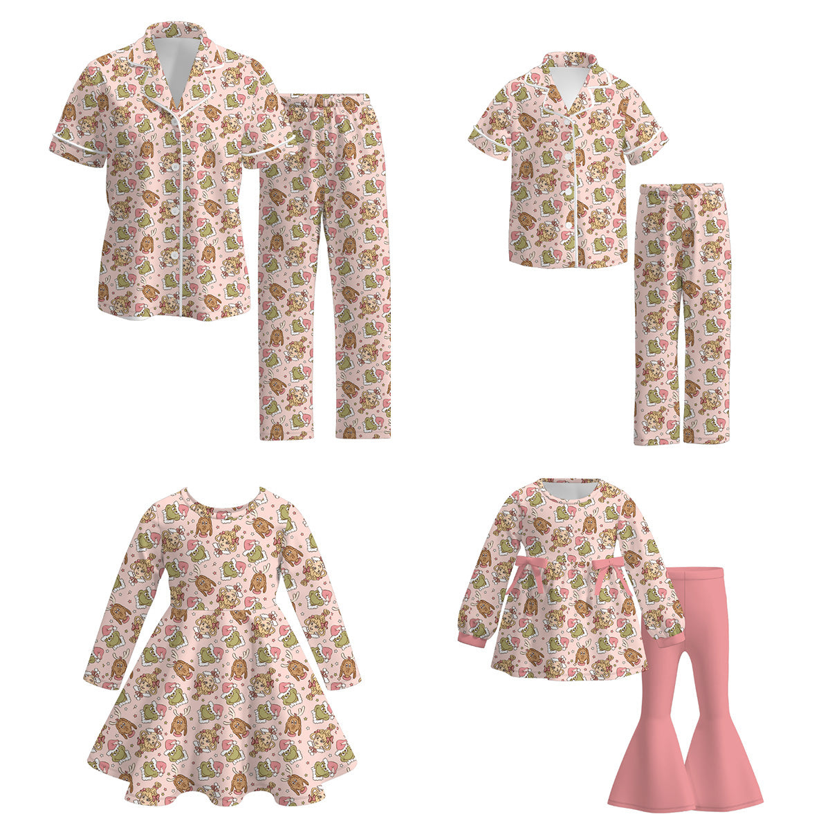 （Pre Order）Family Christmas Cartoon Print Dress,Set＆Pajamas