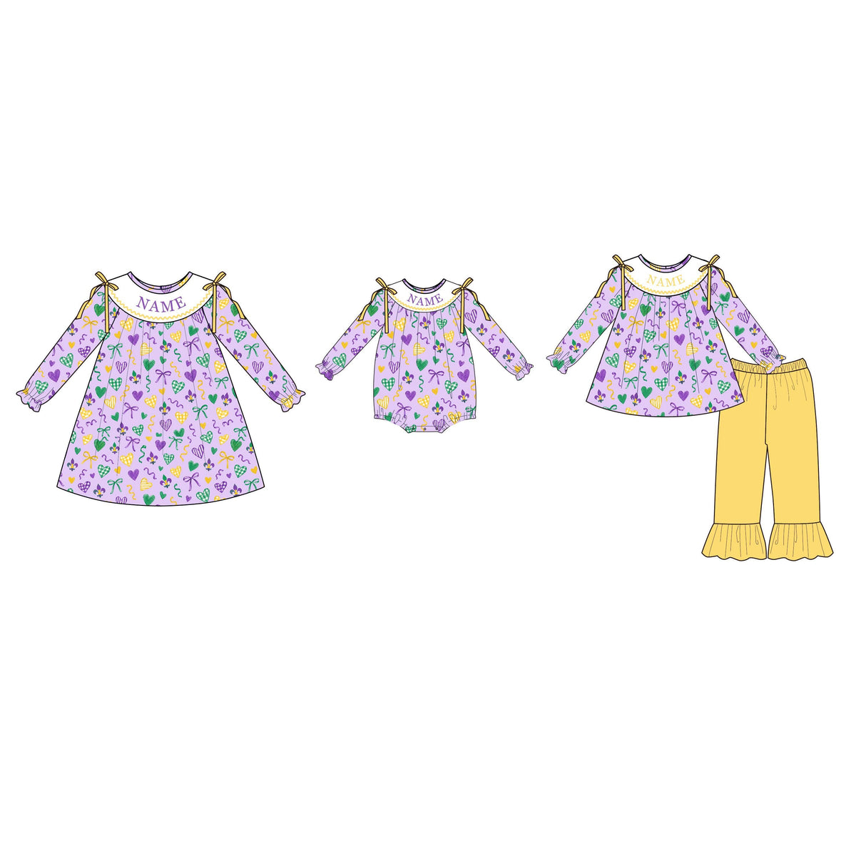 （Weekly Pre-Order）Sisters Mardi Gras Embroidery Smocked Dress,Set&Romper（Ends 10.28）