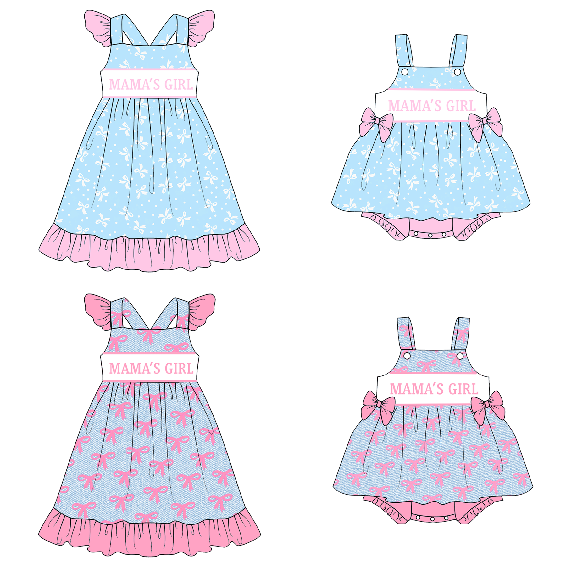 （Pre Order）Sisters Valentine's Day&Mother's Day Embroidery Dress&Romper