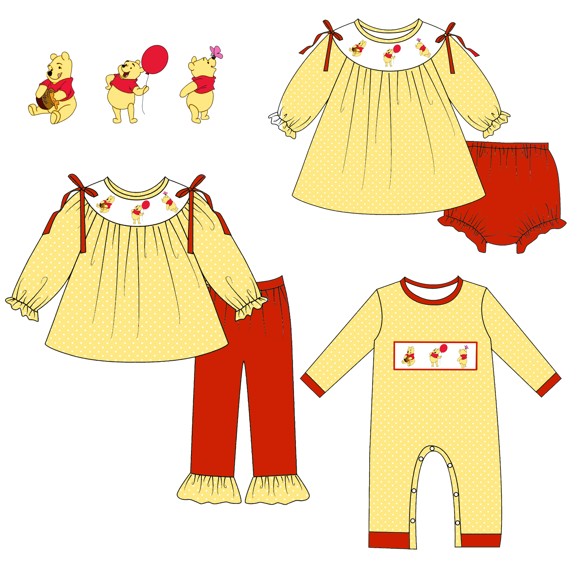 （Weekly Pre-Order）Siblings Cartoon Embroidery Smocked Set&Romper（Ends Wednesday）