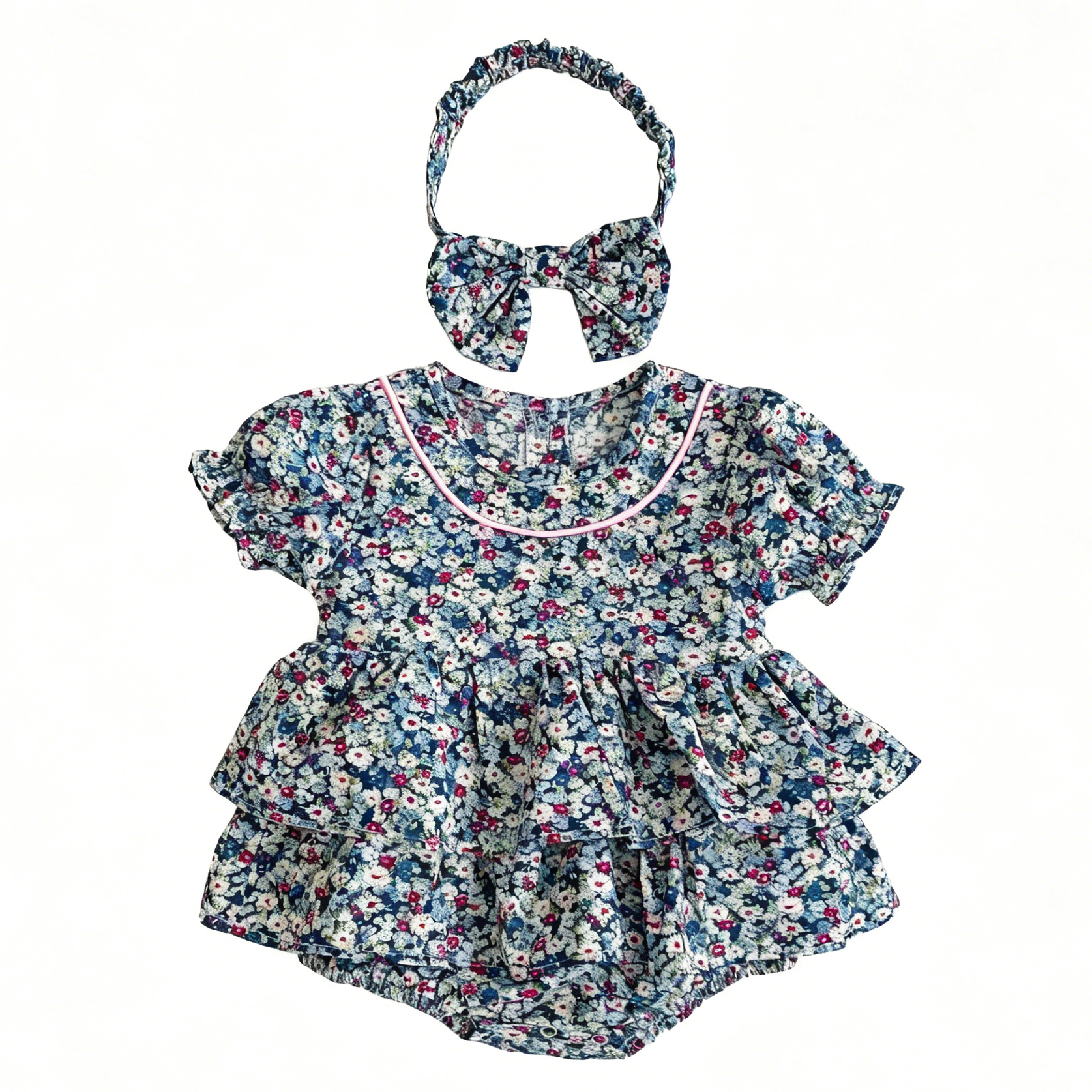 （In Production）Girls Fall Floral Print Romper