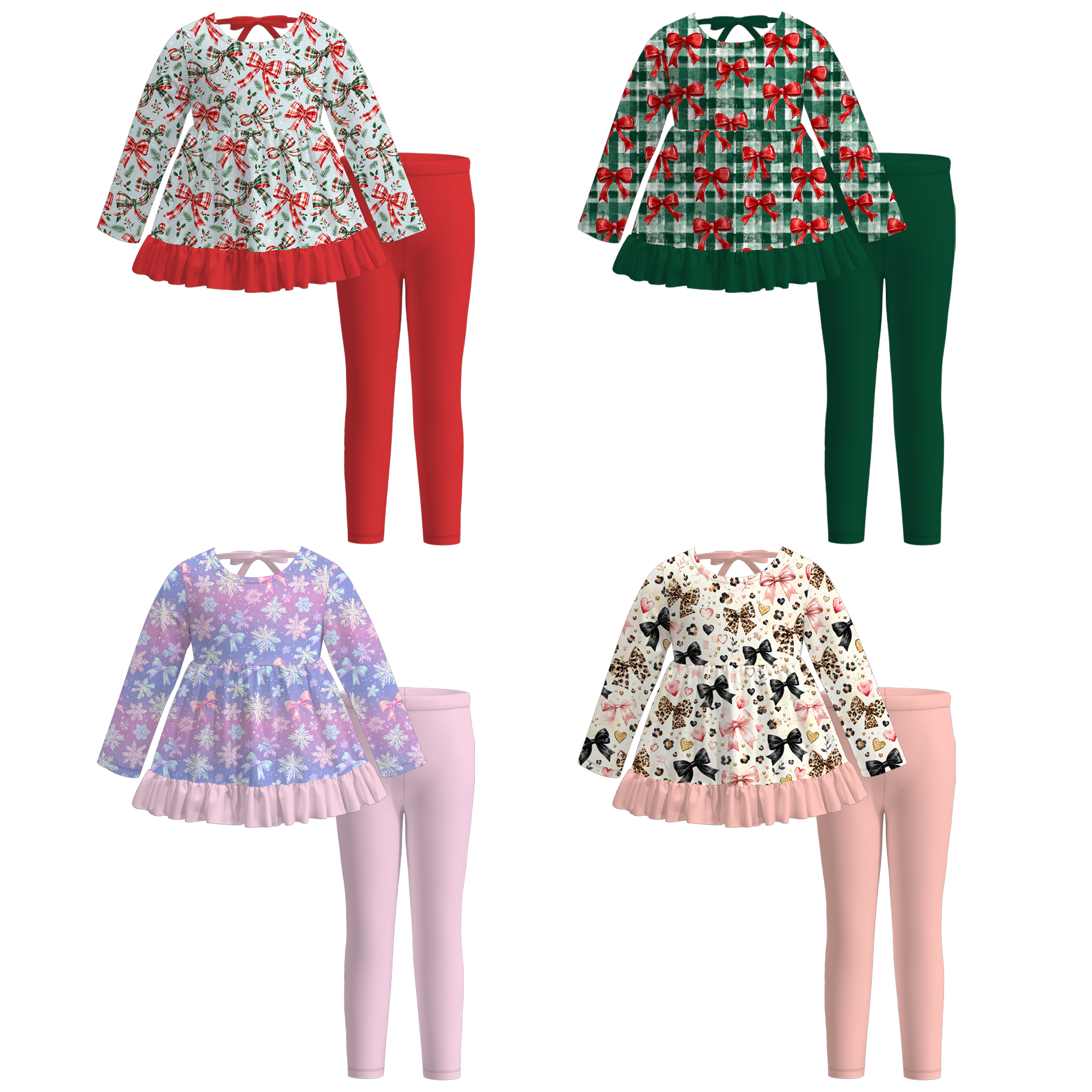 （Pre Order）Girls Christmas Print Outfit Set